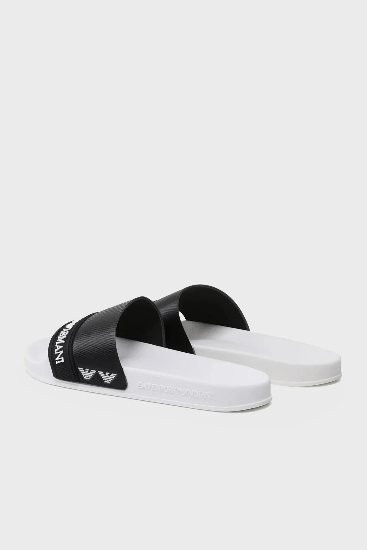 EA7 Logolu Düz Unisex Terlik XCP011 XK277 D611 BEYAZ-SİYAH - 2