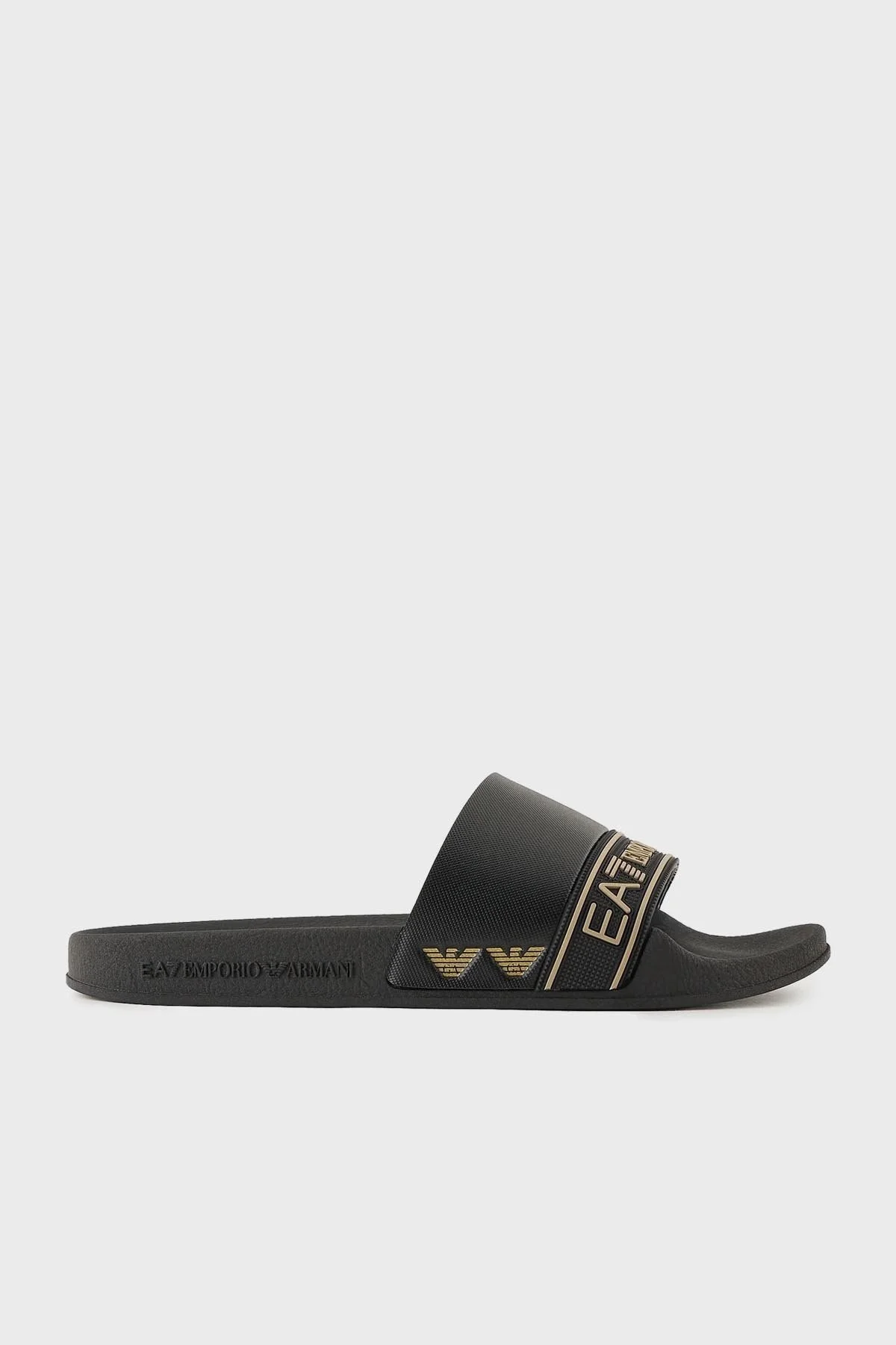 EA7 Logolu Düz Unisex Terlik XCP011 XK277 N419 SİYAH-GOLD - 1