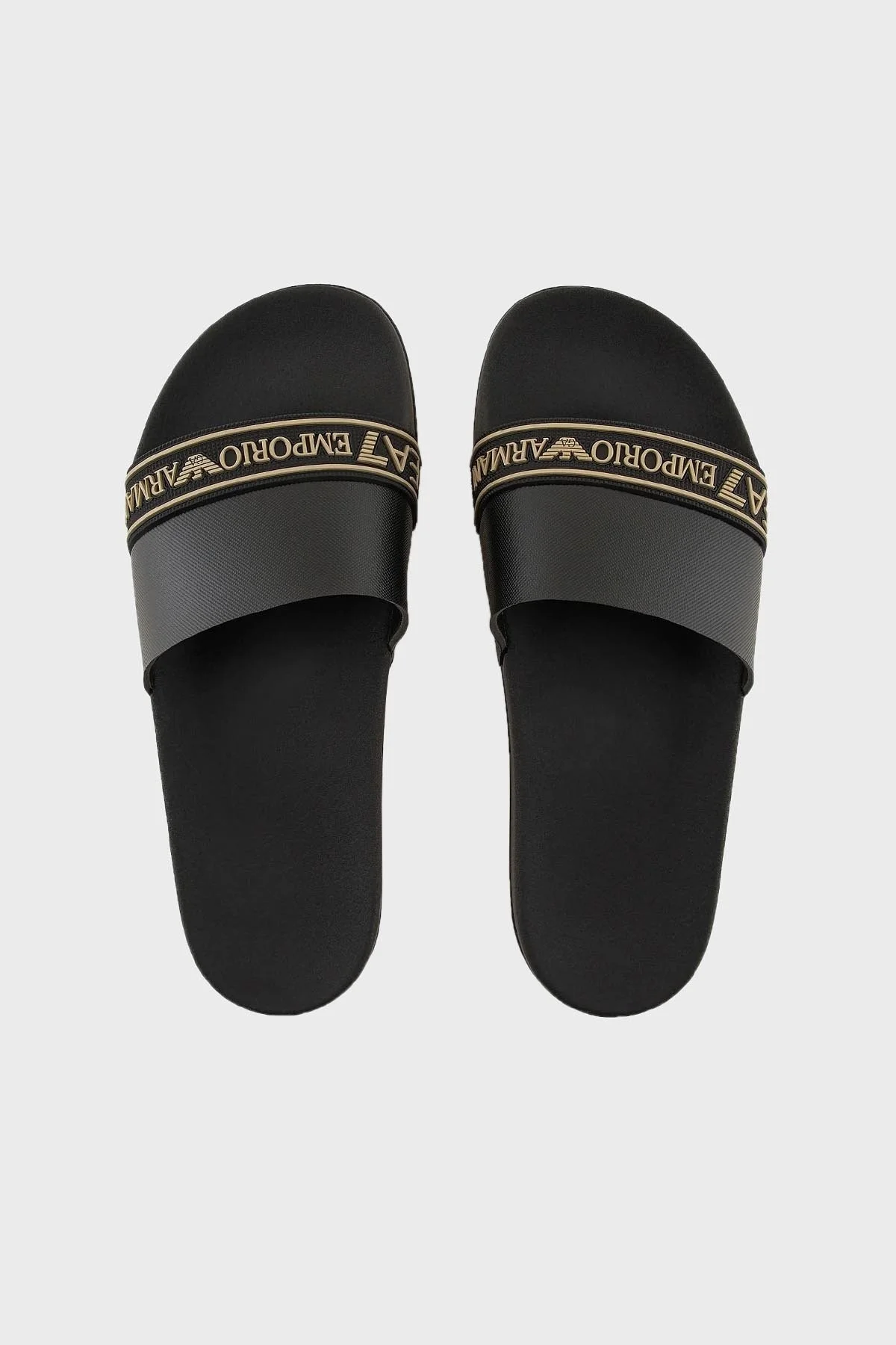 EA7 Logolu Düz Unisex Terlik XCP011 XK277 N419 SİYAH-GOLD - 3