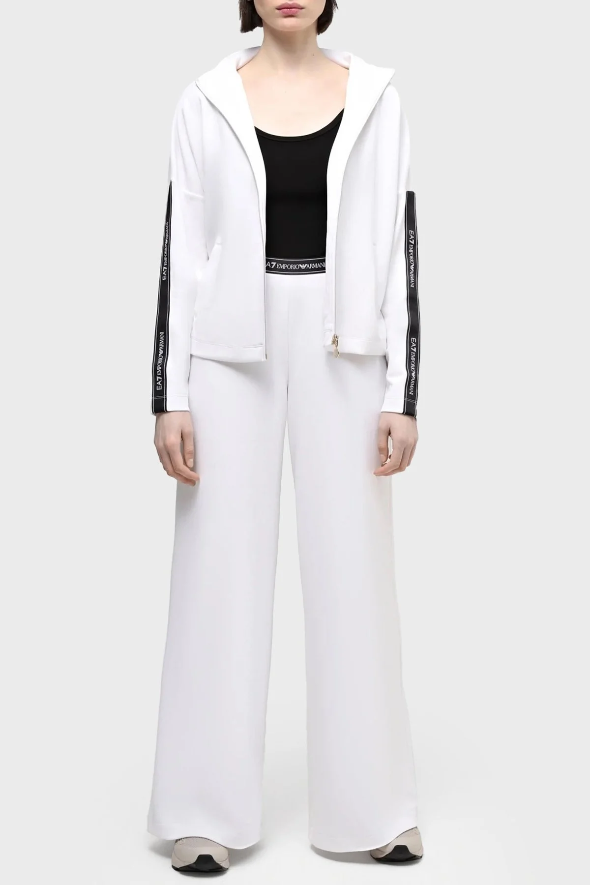 EA7 Logolu Elastik Bel Bantlı Geniş Paça Bayan Pantolon 3DTP70 TJDCZ 1100 BEYAZ - 3