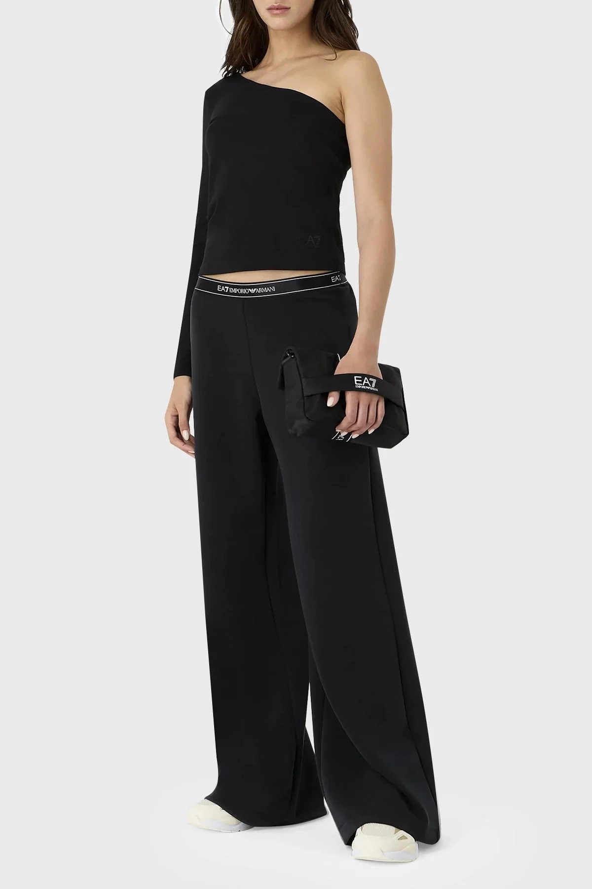 EA7 Logolu Elastik Bel Bantlı Geniş Paça Bayan Pantolon 3DTP70 TJDCZ 1200 SİYAH - 2