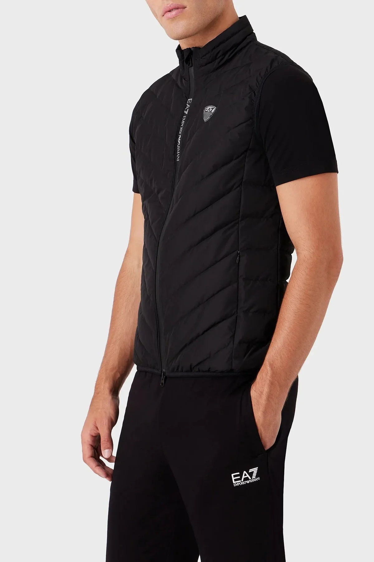EA7 Logolu Suya ve Soğuğa Dayanıklı Kuş Tüyü Dolgulu Regular Fit Şişme Erkek Yelek 8NPQ02 PNE1Z 1200 SİYAH - 1
