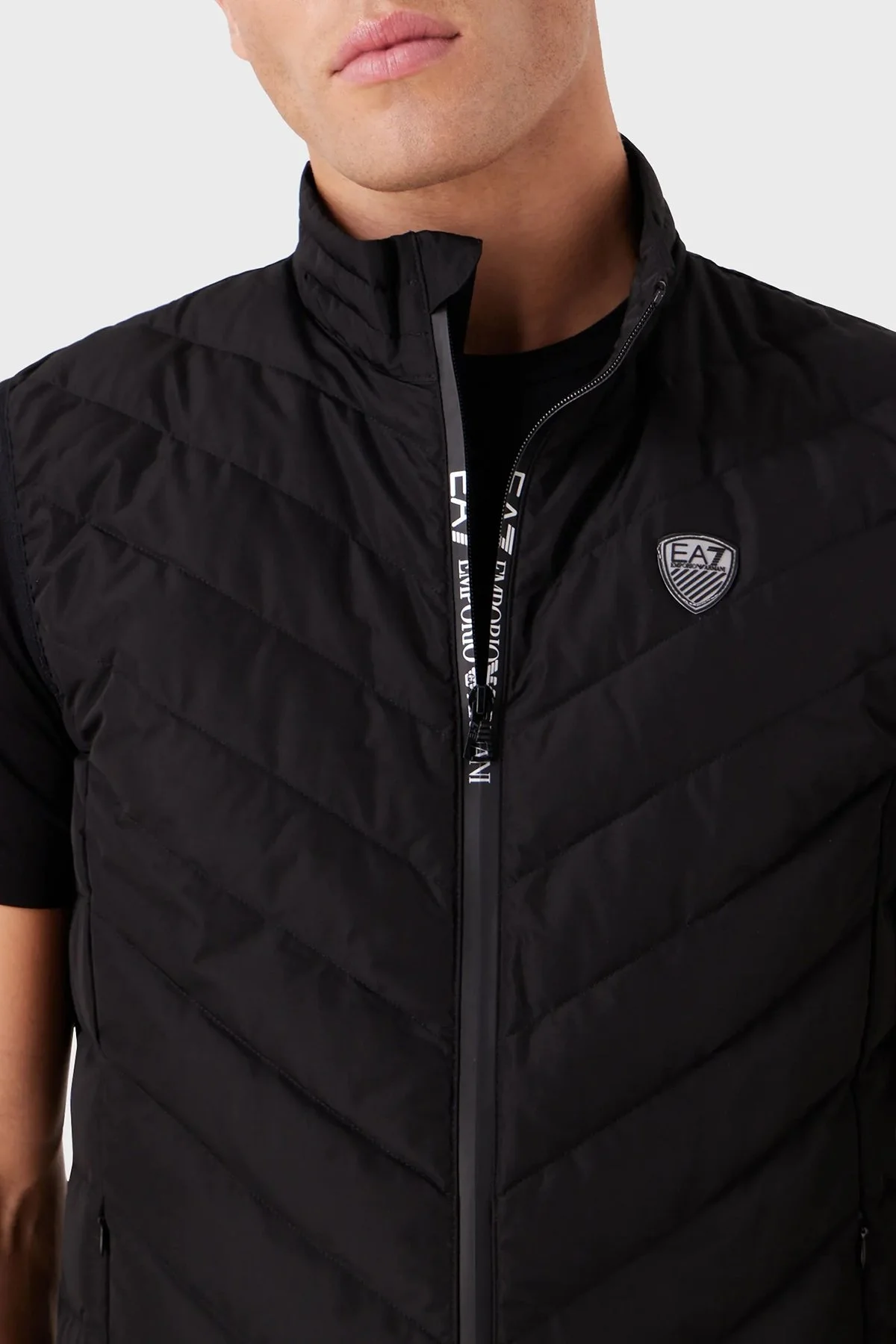 EA7 Logolu Suya ve Soğuğa Dayanıklı Kuş Tüyü Dolgulu Regular Fit Şişme Erkek Yelek 8NPQ02 PNE1Z 1200 SİYAH - 5