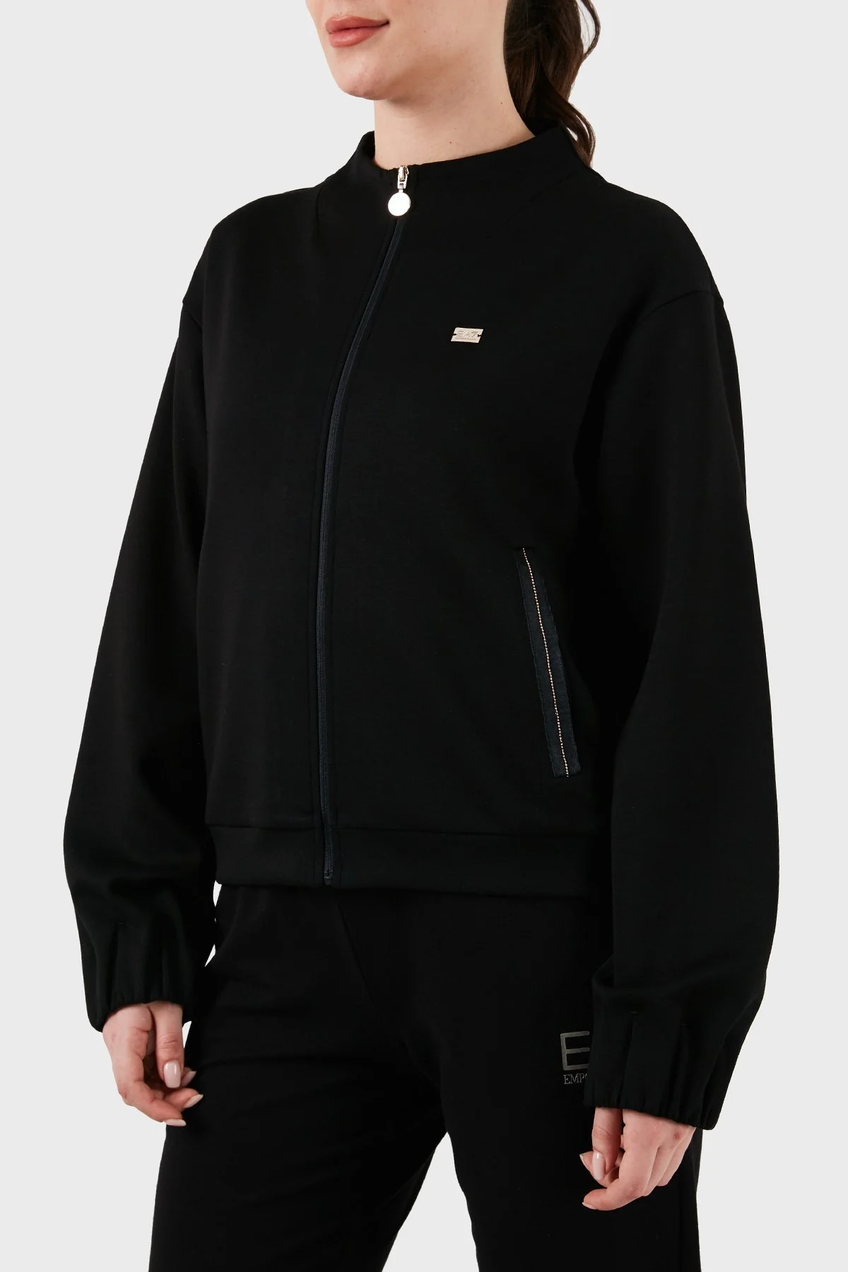 EA7 Logolu Fermuarlı Cepli Regular Fit Bayan Sweat 3DTM31 TJUDZ 1200 SİYAH - 4