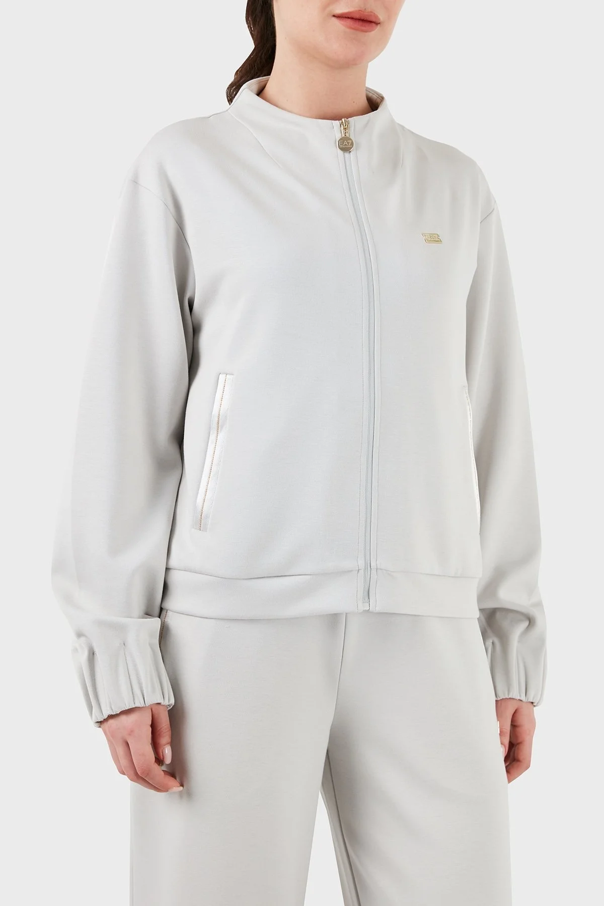 EA7 Logolu Fermuarlı Cepli Regular Fit Bayan Sweat 3DTM31 TJUDZ 1938 GRİ - 1