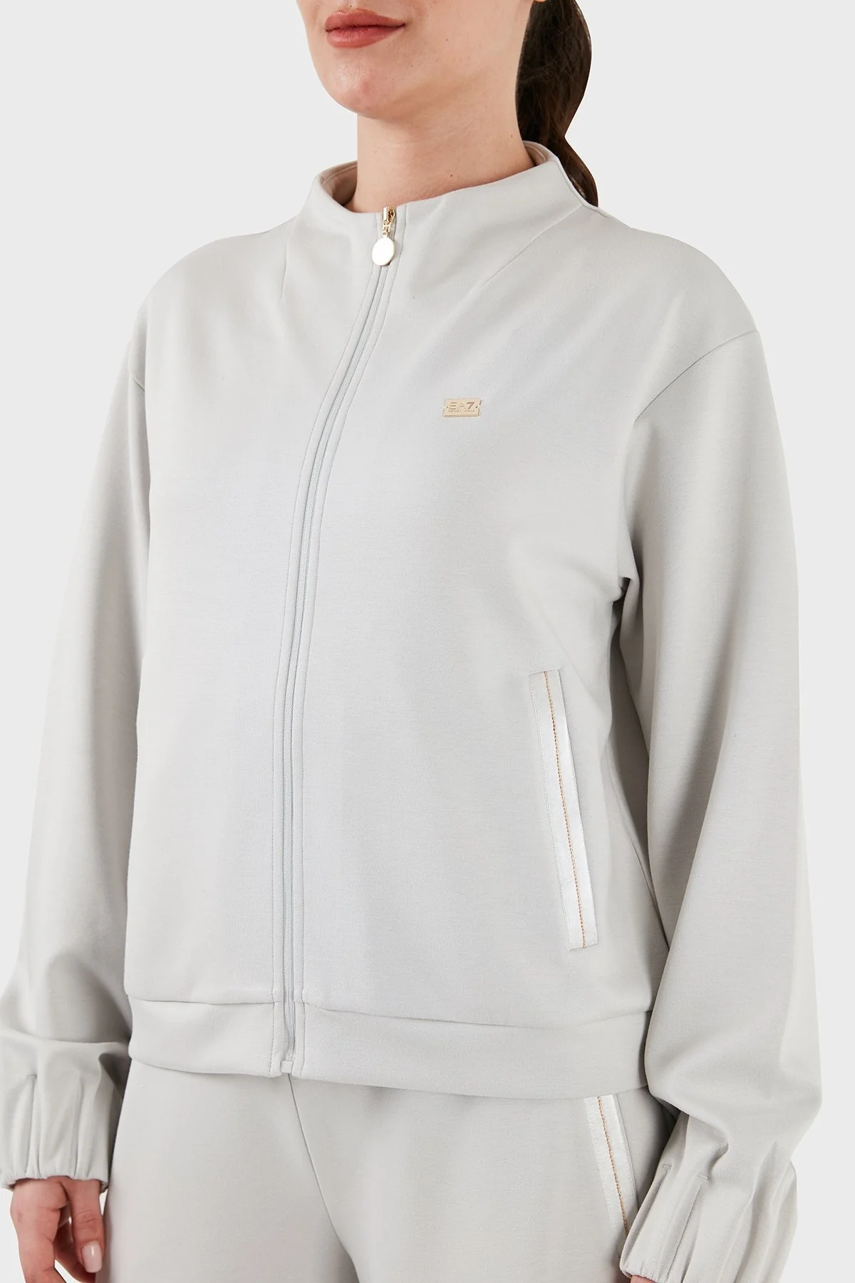 EA7 Logolu Fermuarlı Cepli Regular Fit Bayan Sweat 3DTM31 TJUDZ 1938 GRİ - 5