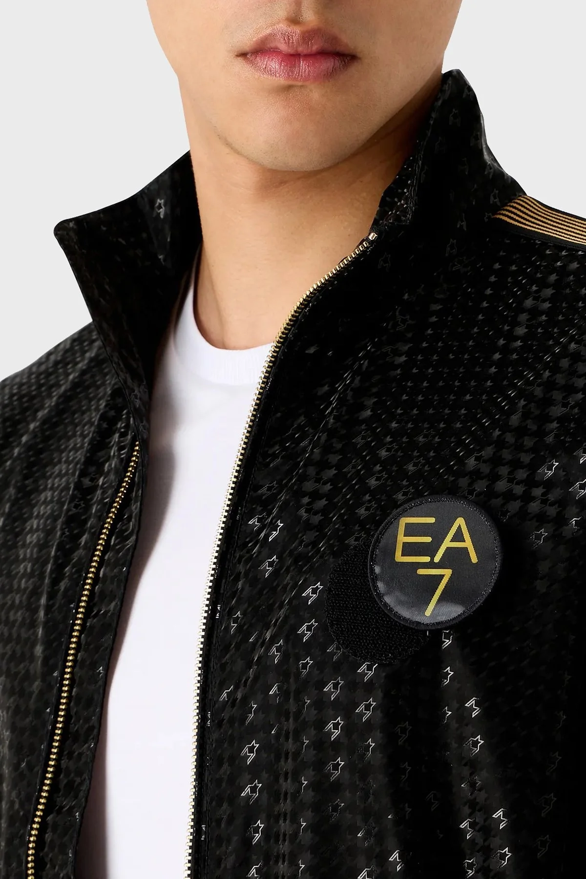 EA7 Logolu Fermuarlı Dik Yaka Erkek Eşofman Takımı 3DPV62 PNFUZ 1200 SİYAH - 3