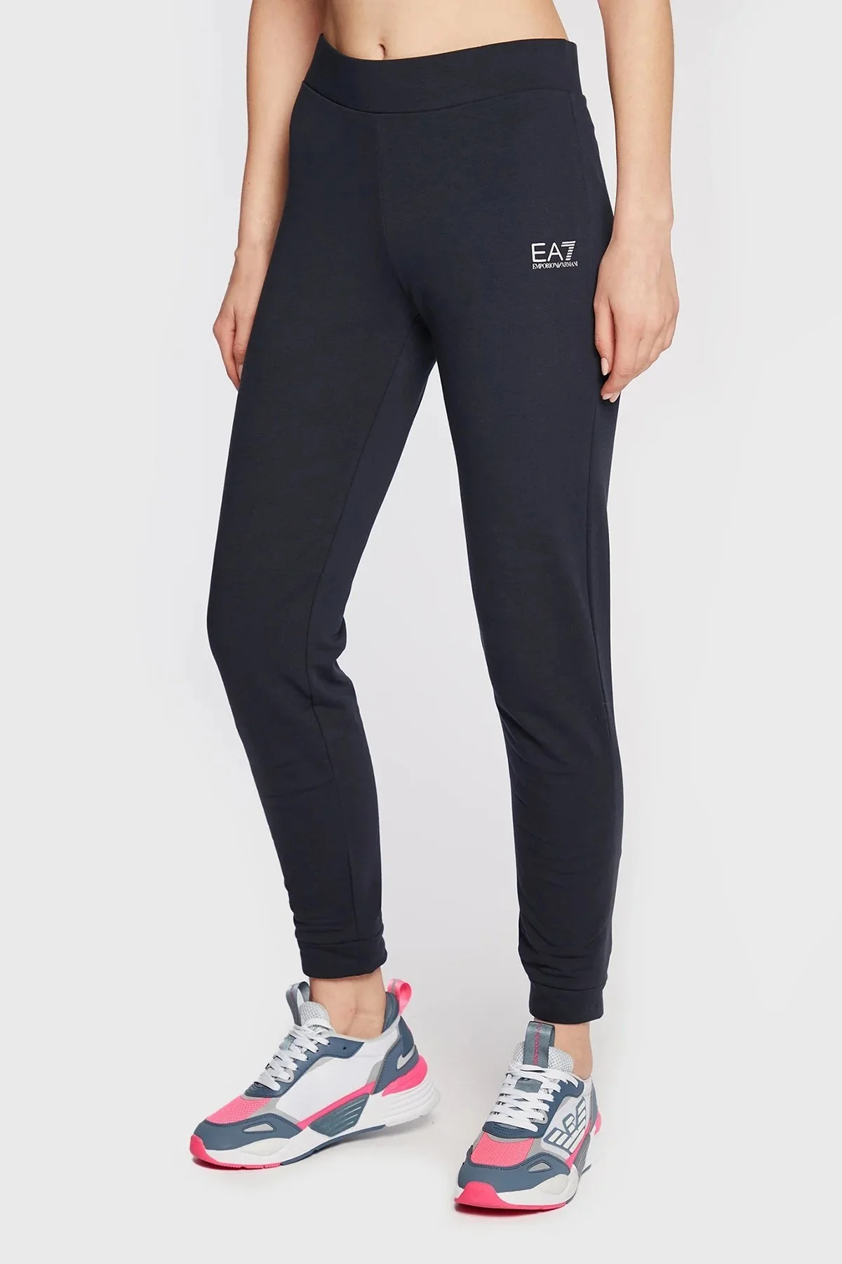 EA7 Logolu Fermuarlı Dik Yaka Pamuklu Slim Fit Bayan Eşofman Takımı 6LTV63 TJFTZ 1554 LACİVERT - 4