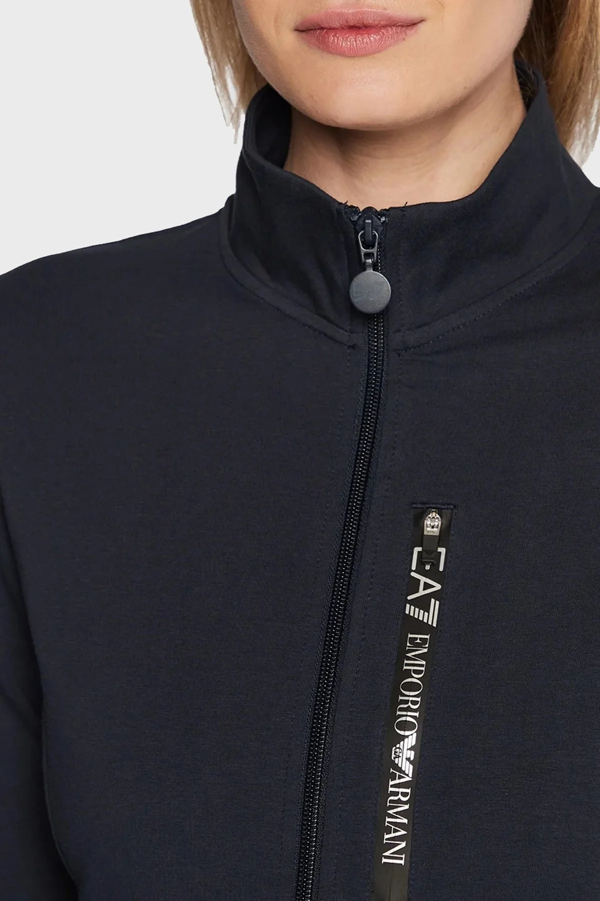 EA7 Logolu Fermuarlı Dik Yaka Pamuklu Slim Fit Bayan Eşofman Takımı 6LTV63 TJFTZ 1554 LACİVERT - 6