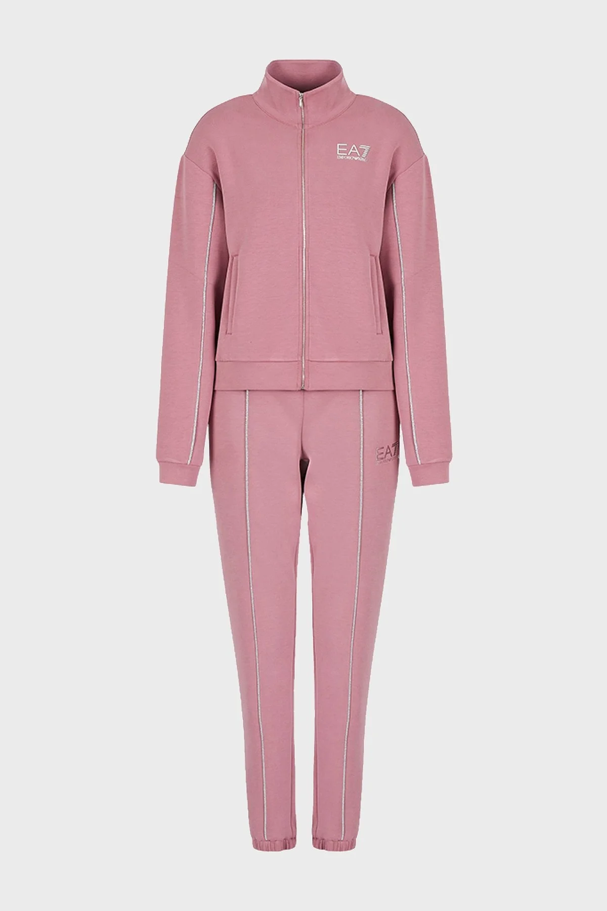 EA7 Logolu Fermuarlı Dik Yaka Regular Fit Bayan Eşofman Takımı 6LTV56 TJGEZ 1438 PEMBE - 5