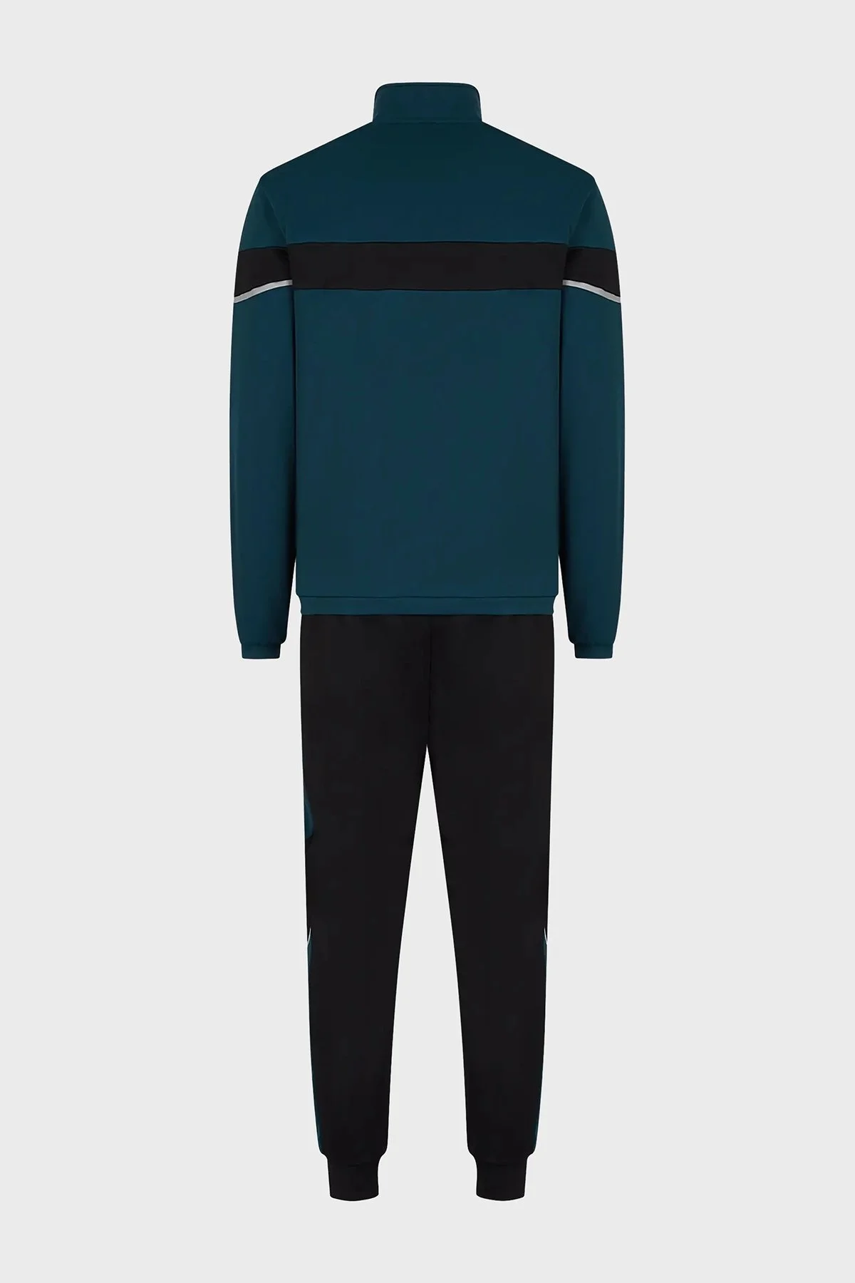 EA7 Logolu Fermuarlı Dik Yaka Regular Fit Erkek Eşofman Takımı 6LPV55 PJ16Z 22CA SİYAH-YEŞİL - 5