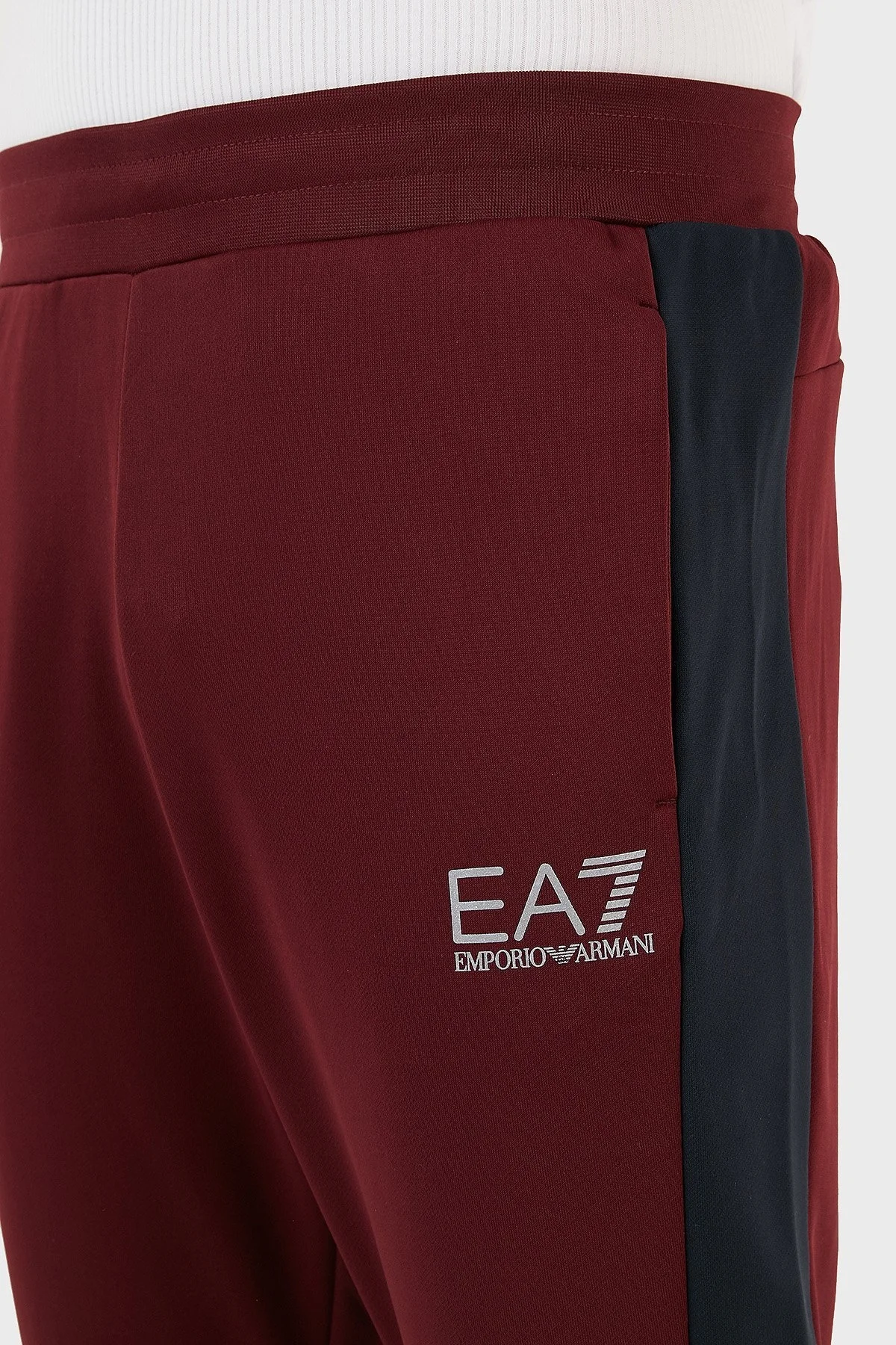 EA7 Logolu Fermuarlı Dik Yaka Regular Fit Erkek Eşofman Takımı 6LPV55 PJ16Z 25BY LACİVERT-BORDO - 6