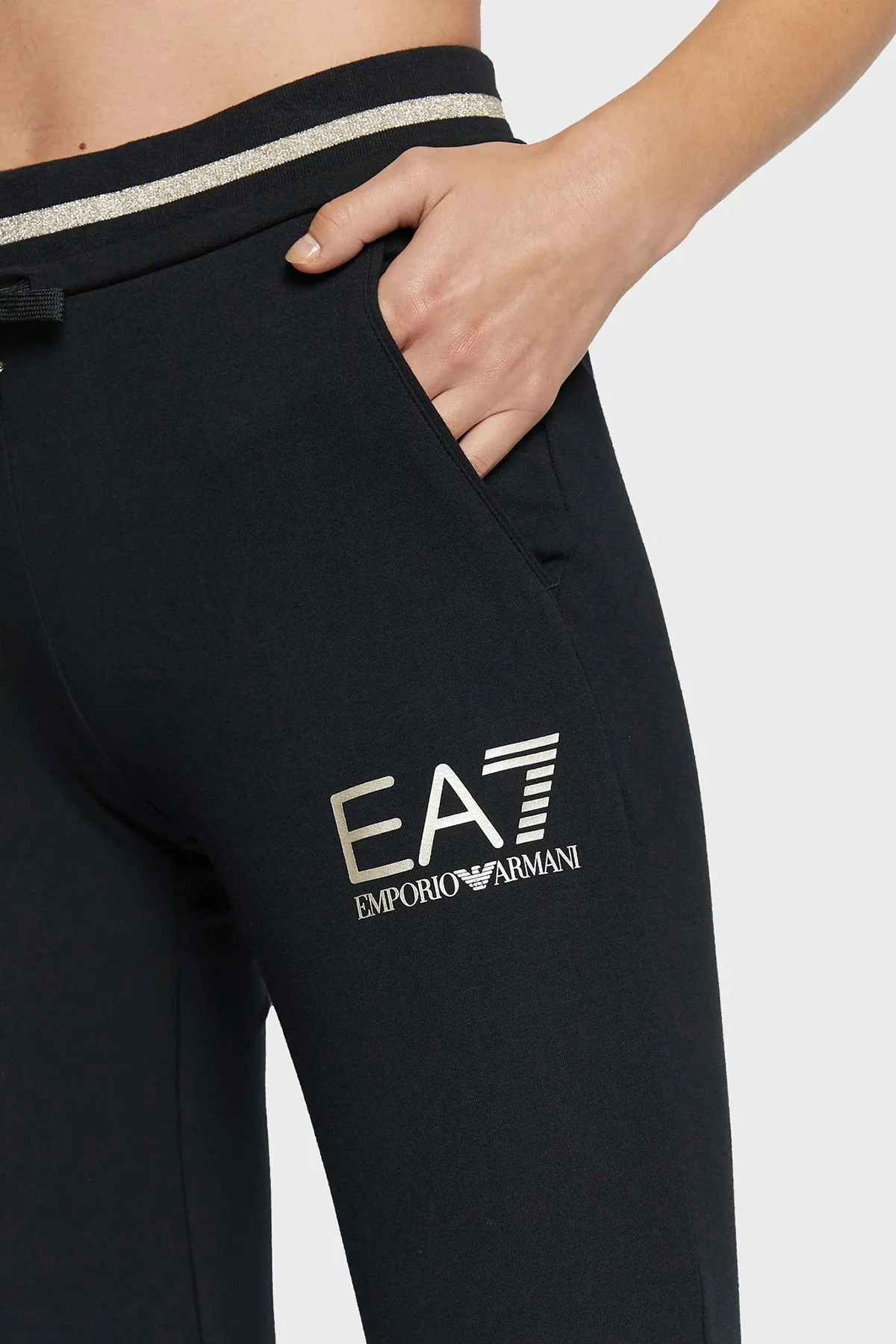 EA7 Logolu Fermuarlı Pamuklu Kapüşonlu Regular Fit Bayan Eşofman Takımı 6LTV53 TJCQZ 24BD SİYAH-PEMBE - 6