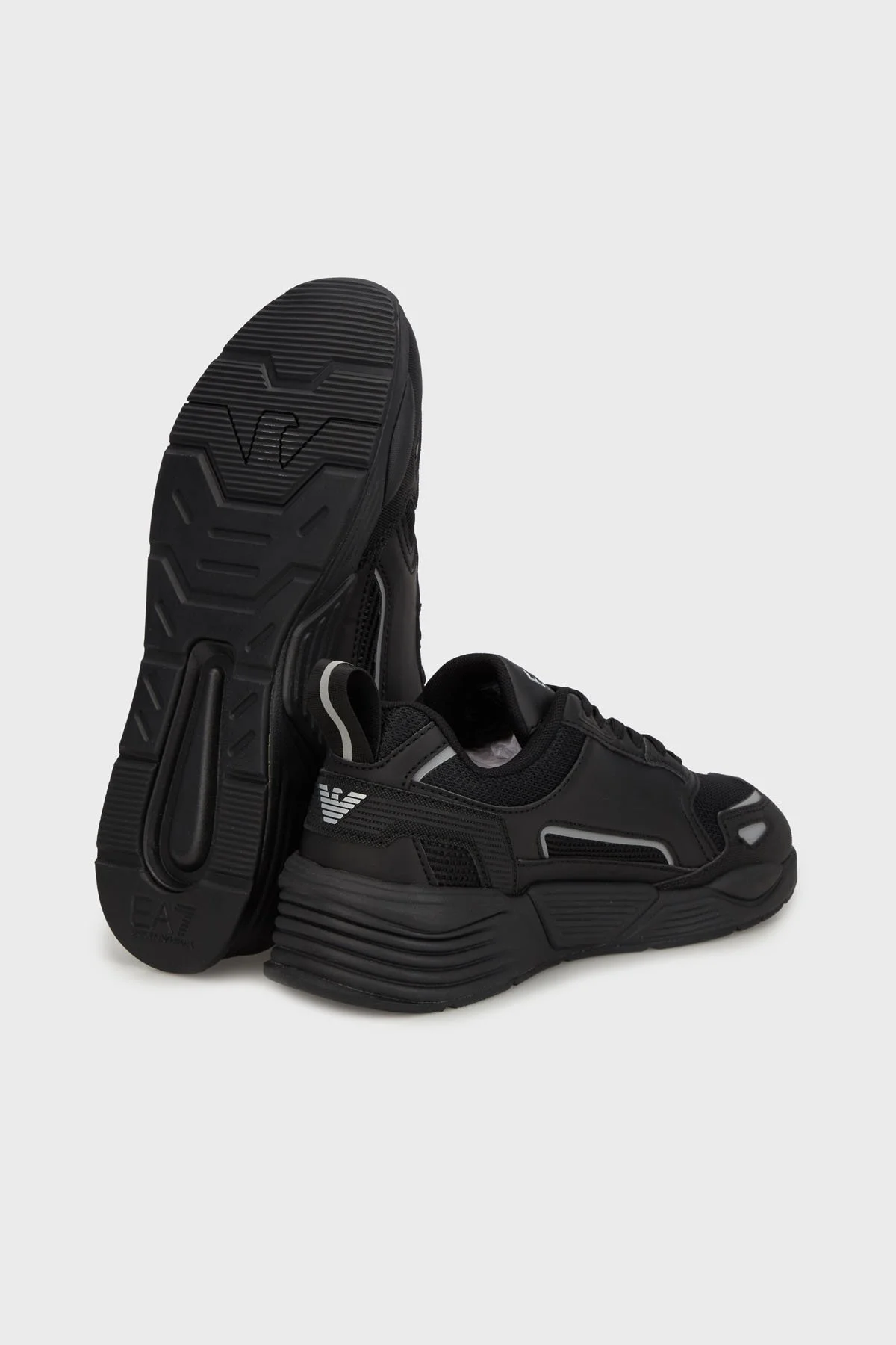 EA7 Logolu File Detaylı Kalın Taban Sneaker Unisex Ayakkabı 7X000308 AF18447 MC026 SİYAH-GÜMÜŞ - 4