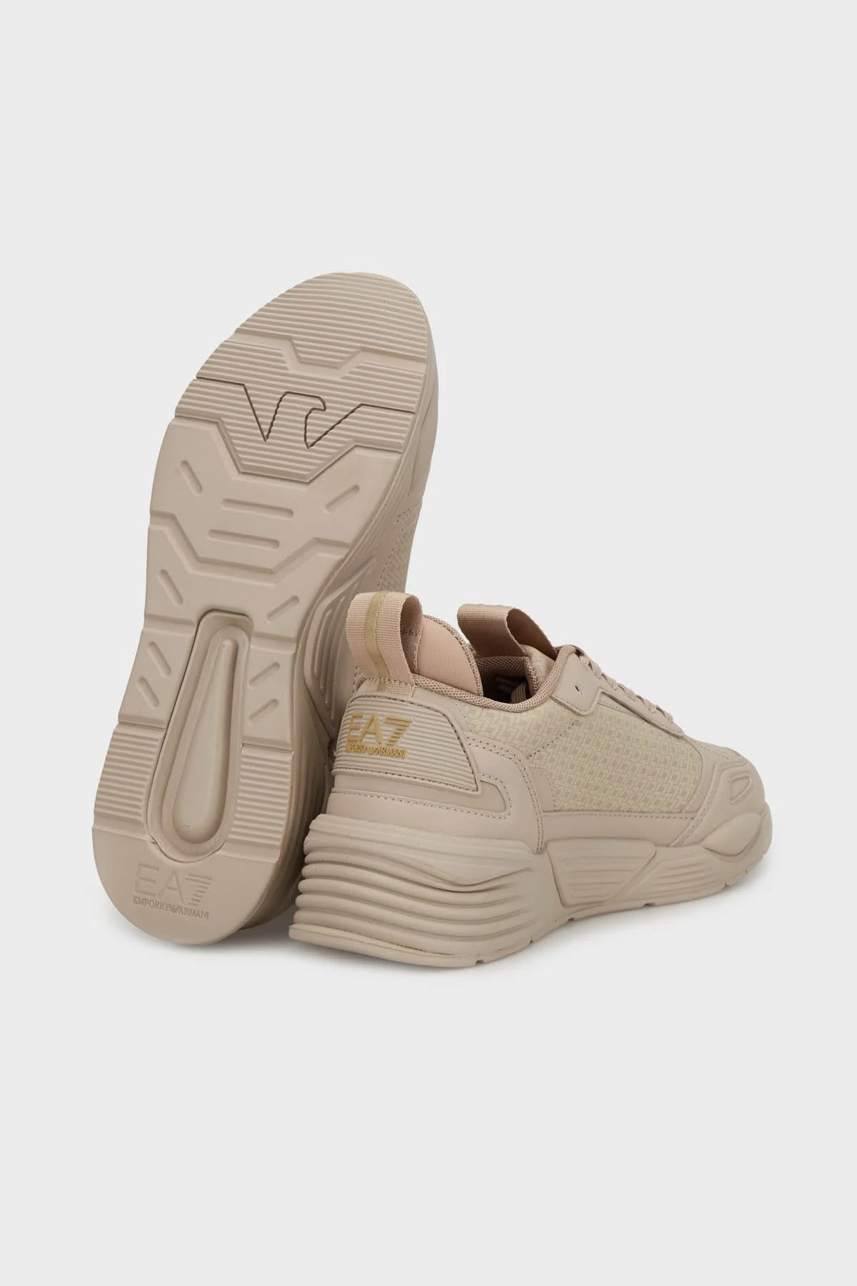 EA7 Logolu Gold Detaylı Kalın Taban Sneaker Unisex Ayakkabı X8X221 XK437 R977 BEJ-GOLD - 10