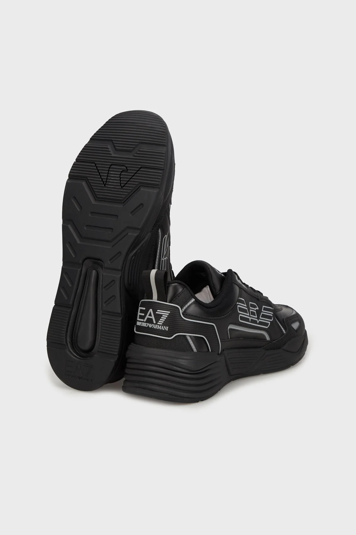 EA7 Logolu Kalın Taban Sneaker Unisex Ayakkabı 7X000306 AF18446 MC032 SİYAH-GÜMÜŞ - 4