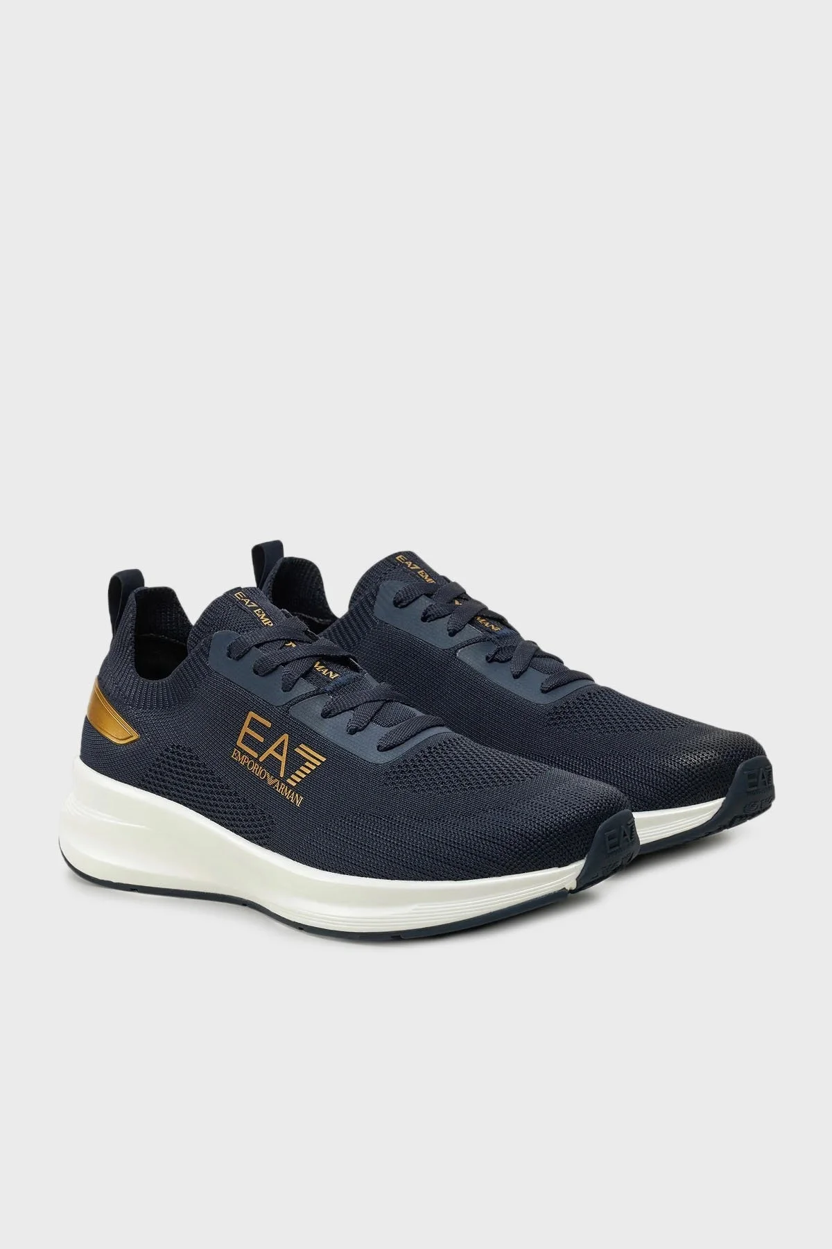 EA7 Logolu Kalın Tabanlı Sneaker Unisex Ayakkabı X8X149 XK349 U009 LACİVERT-GOLD - 2