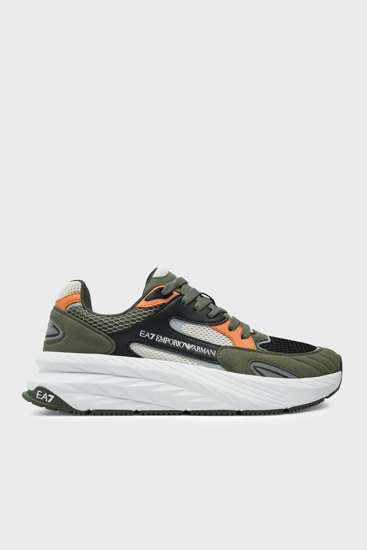 EA7 Logolu Kalın Tabanlı Sneaker Unisex Ayakkabı X8X178 XK382 U035 HAKİ-SİYAH - 1