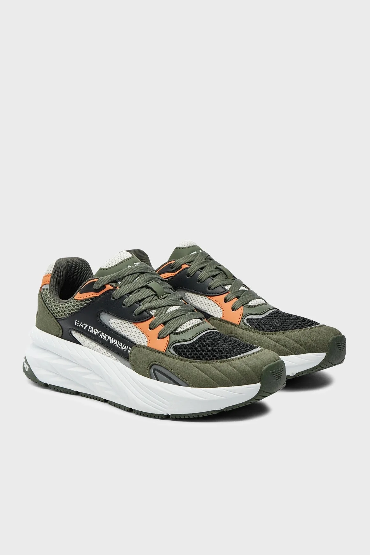 EA7 Logolu Kalın Tabanlı Sneaker Unisex Ayakkabı X8X178 XK382 U035 HAKİ-SİYAH - 2