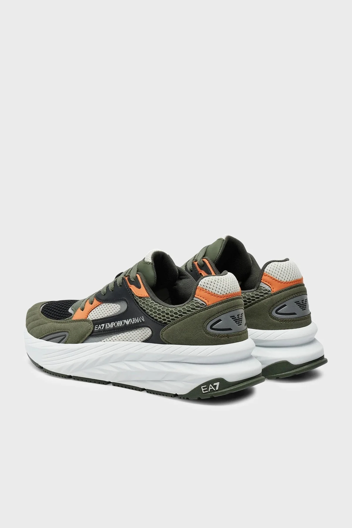 EA7 Logolu Kalın Tabanlı Sneaker Unisex Ayakkabı X8X178 XK382 U035 HAKİ-SİYAH - 3