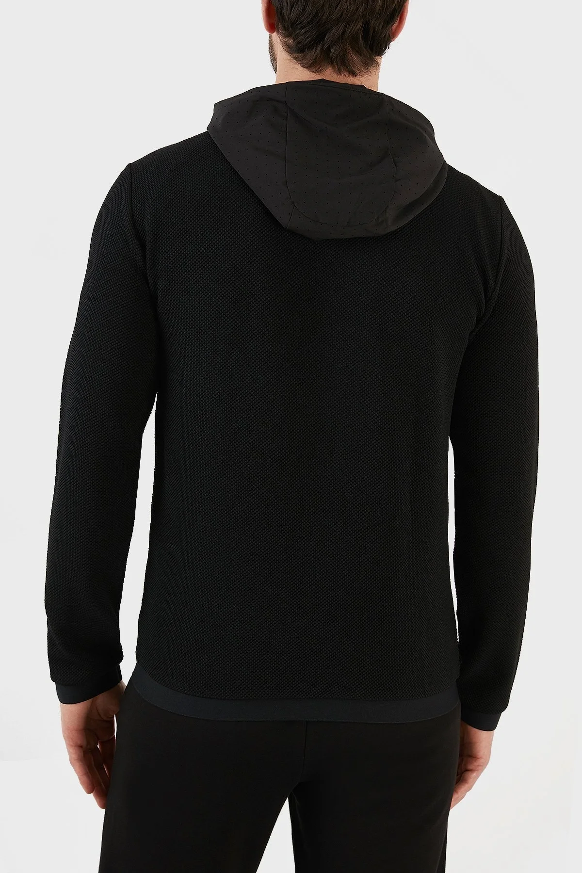 EA7 Logolu Kapüşonlu Fermuarlı Cepli Regular Fit Erkek Sweat 3RPM32 PJG1Z 1200 SİYAH - 4