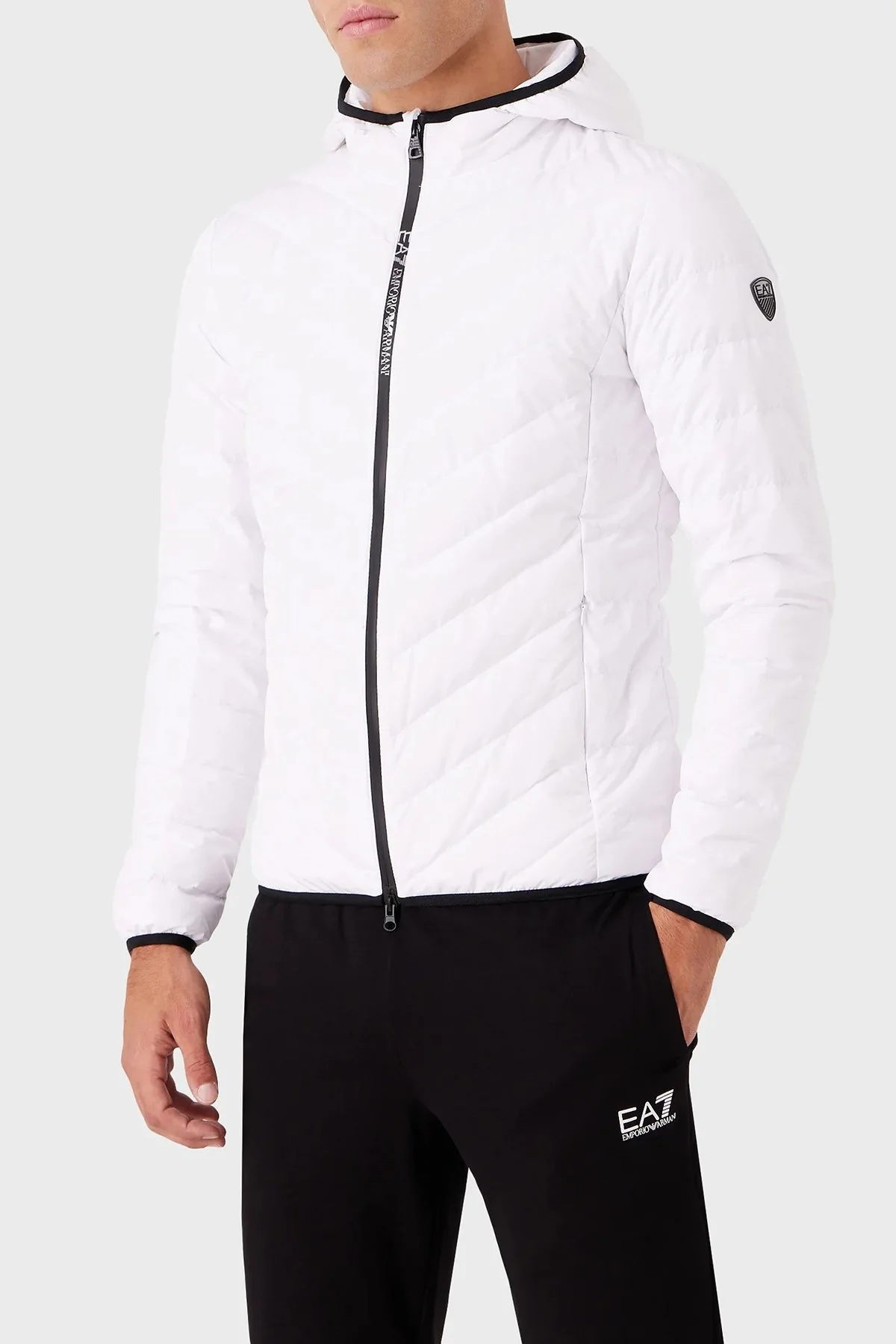 EA7 Regular Fit Yalıtımlı Kapüşonlu Kaz Tüyü Dolgulu Erkek Mont 8NPB14 PNE1Z 1100 BEYAZ - 1