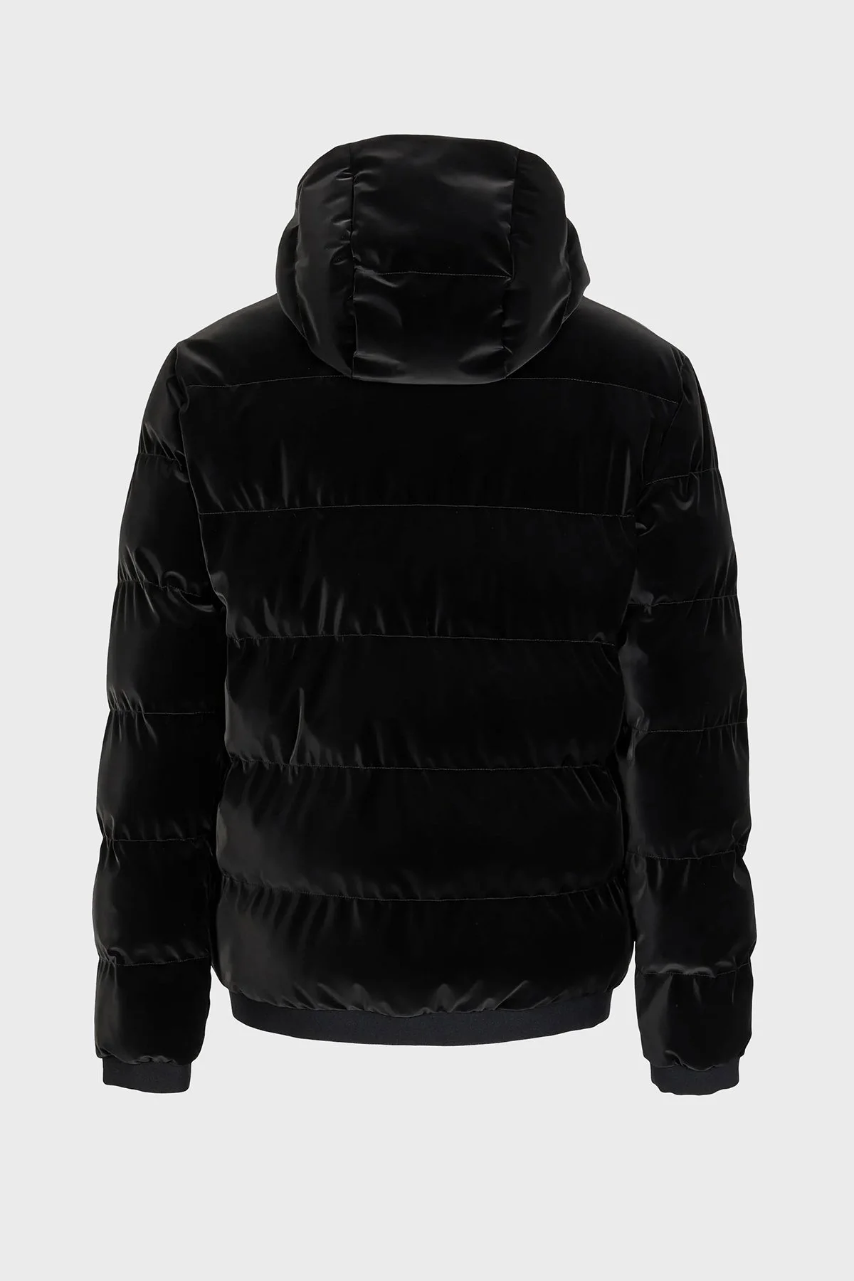 EA7 Logolu Kapüşonlu Kadife Görünümlü Dolgulu Şişme Erkek Mont 6RPB19 PNEBZ 1200 SİYAH - 4