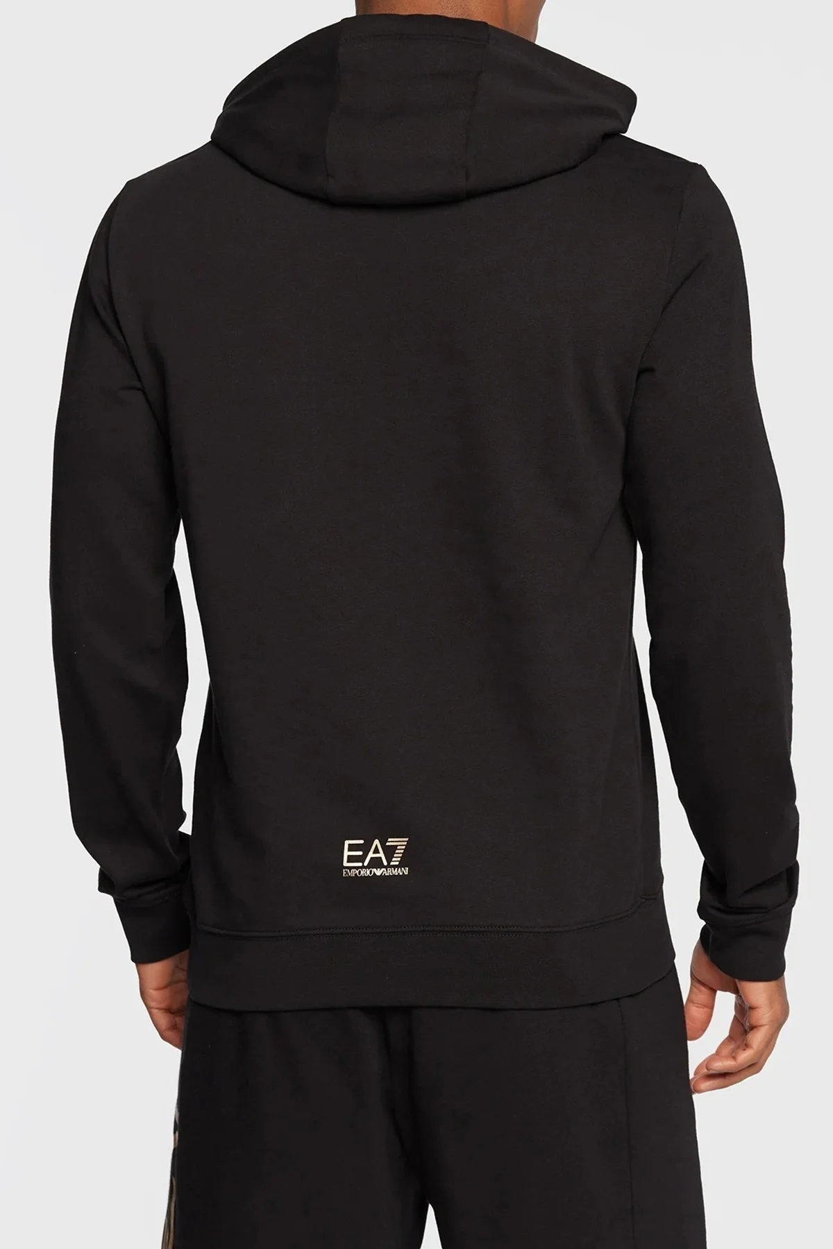 EA7 Logolu Kapüşonlu Kanguru Cepli Regular Fit Erkek Sweat 6LPM52 PJFGZ 0208 SİYAH - 3