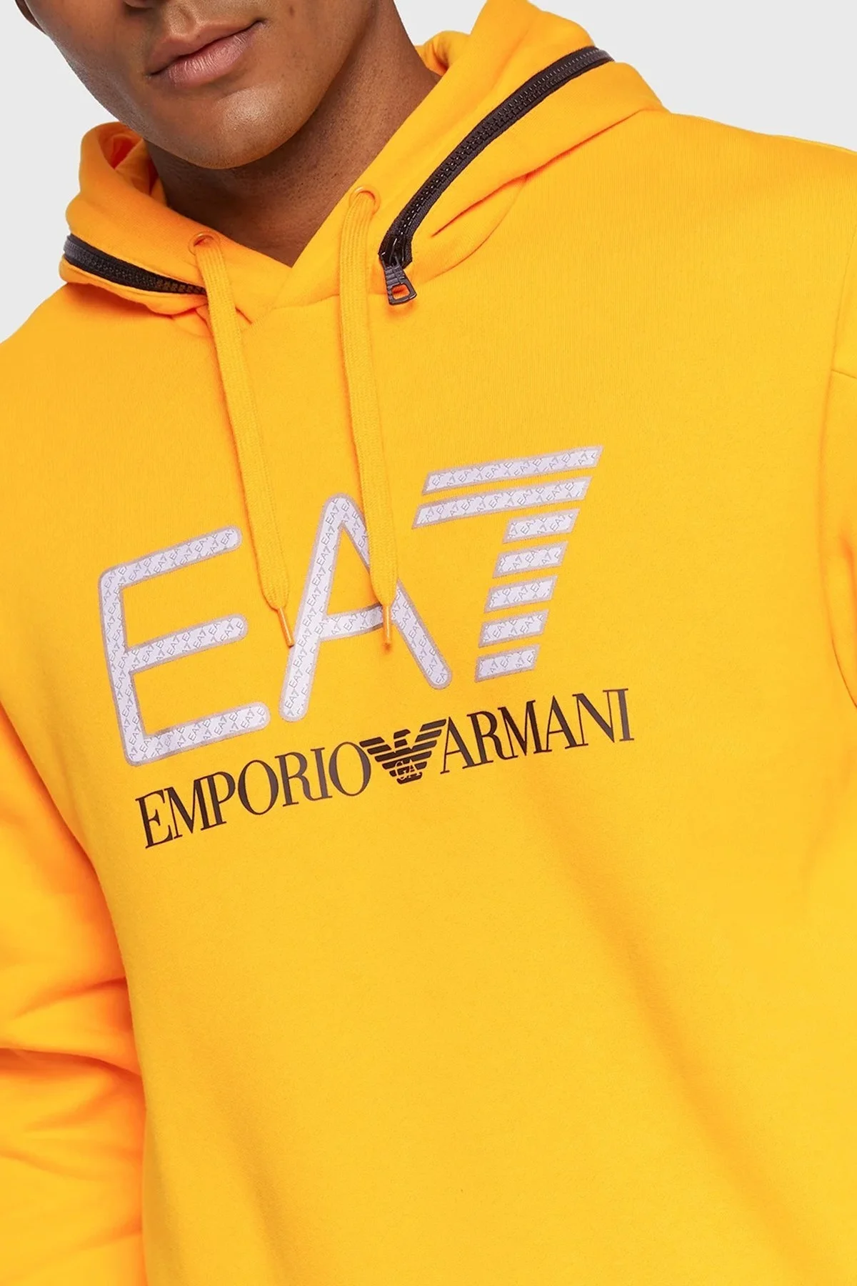 EA7 Logolu Kapüşonlu Pamuklu Regular Fit Erkek Sweat 6LPM88 PJ07Z 1629 TURUNCU - 2