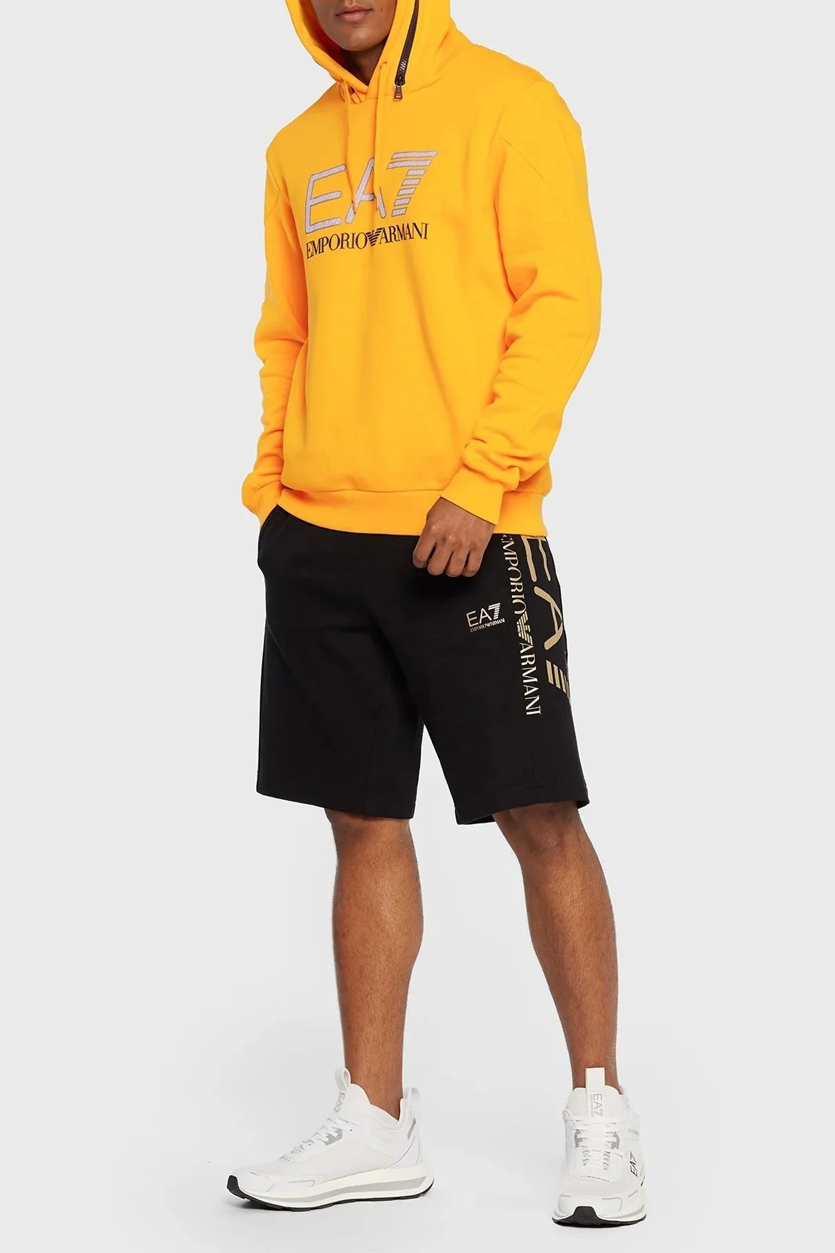 EA7 Logolu Kapüşonlu Pamuklu Regular Fit Erkek Sweat 6LPM88 PJ07Z 1629 TURUNCU - 4