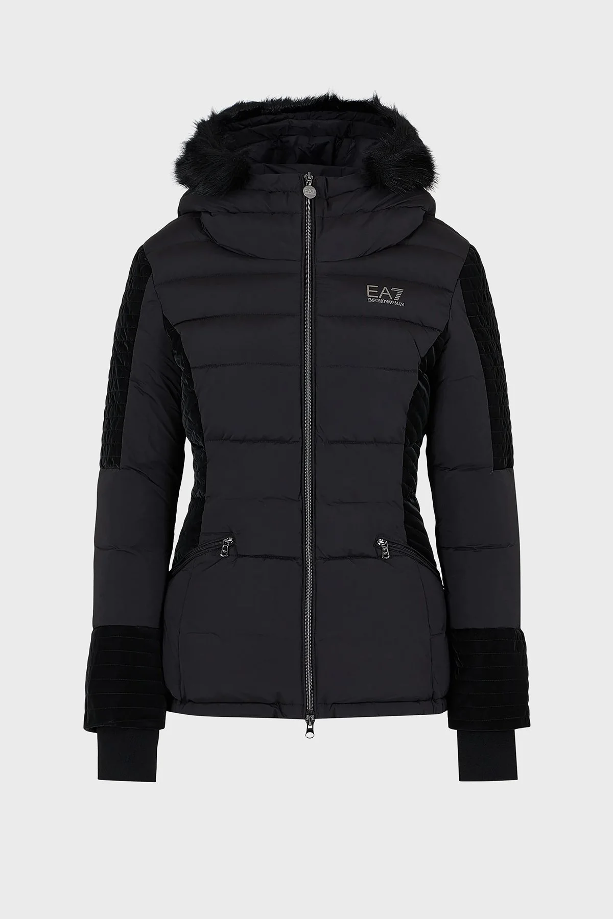 EA7 Logolu Kapüşonlu Suya ve Rüzgara Dayanıklı Regular Fit Kadın Mont 6RTB14 TNDAZ 1200 SİYAH - 4