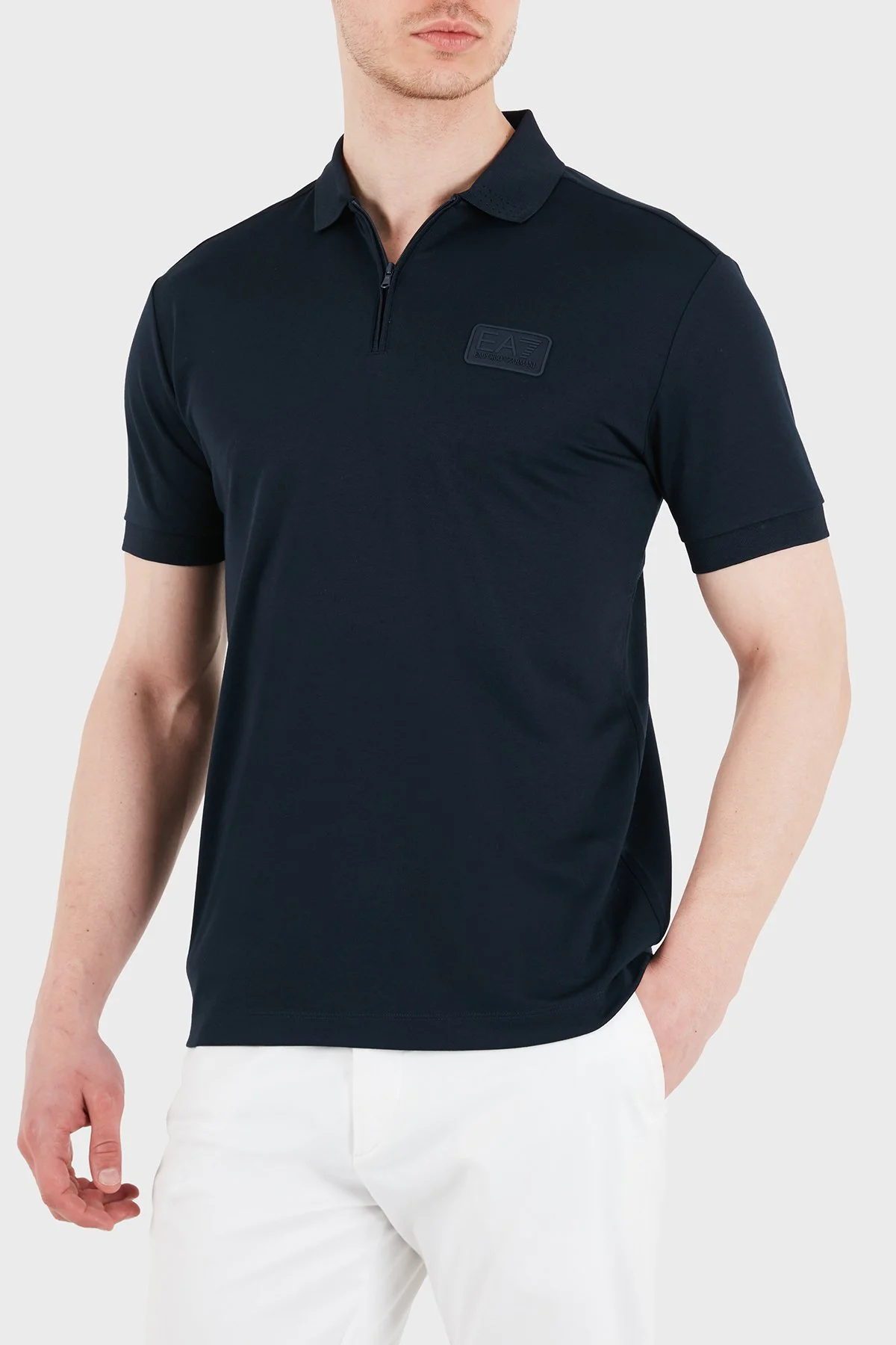 EA7 Logolu Modal Karışımlı Regular Fit Fermuarlı Erkek Polo 7M001361 AF13862 UB102 LACİVERT - 1