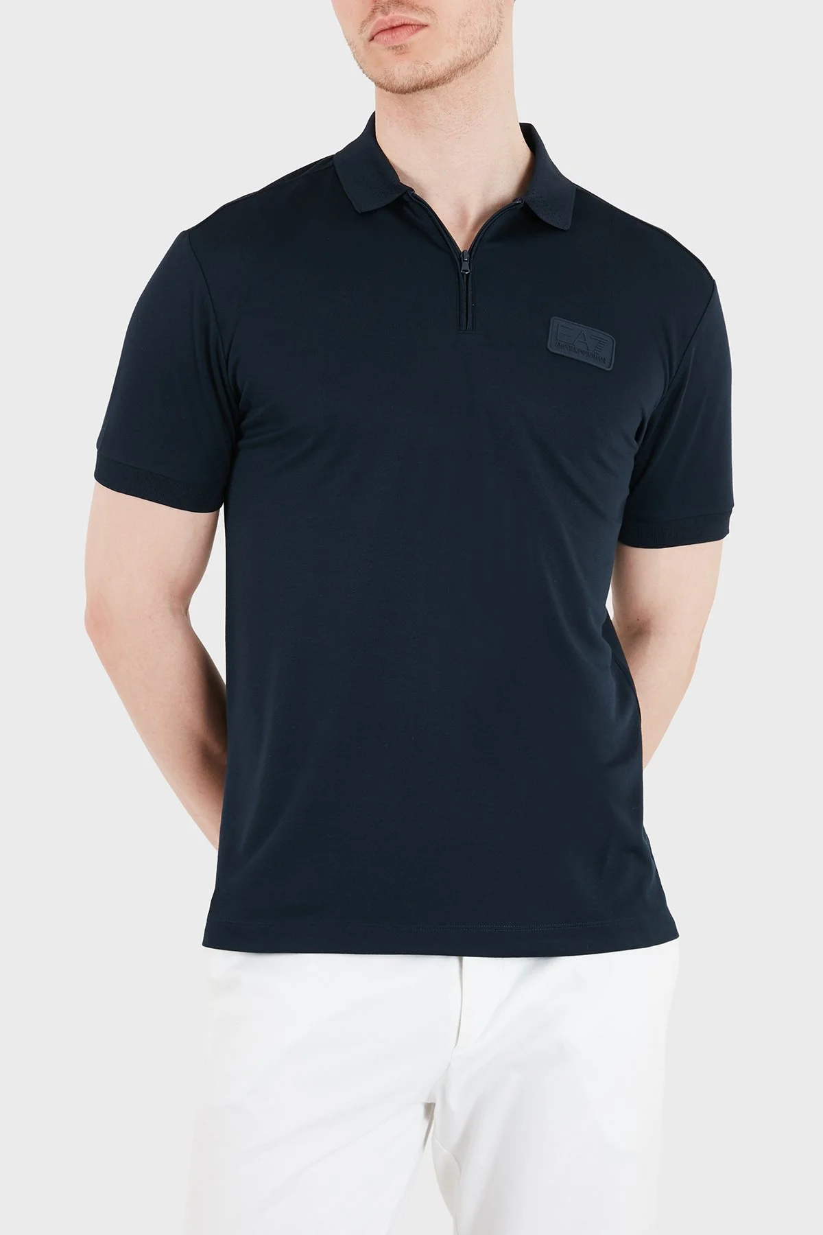 EA7 Logolu Modal Karışımlı Regular Fit Fermuarlı Erkek Polo 7M001361 AF13862 UB102 LACİVERT - 3