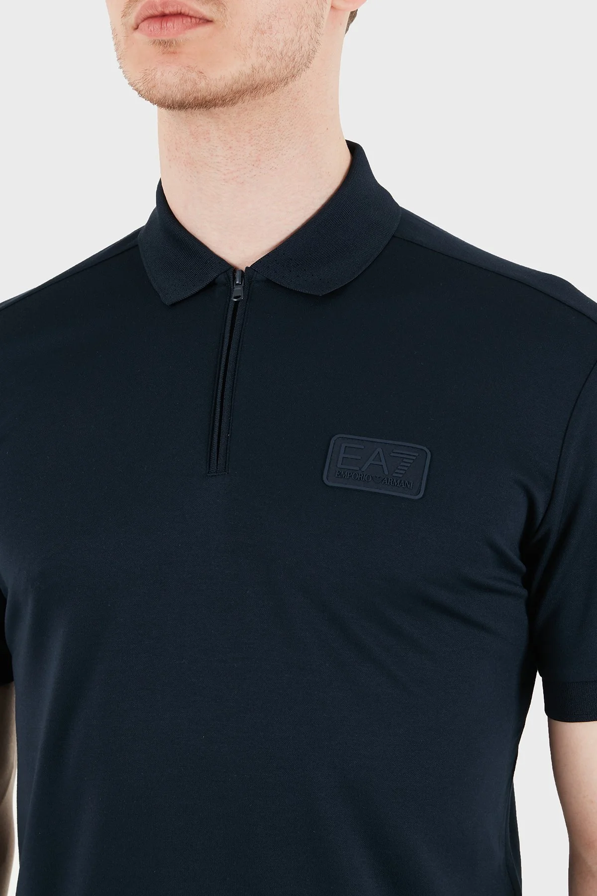 EA7 Logolu Modal Karışımlı Regular Fit Fermuarlı Erkek Polo 7M001361 AF13862 UB102 LACİVERT - 4