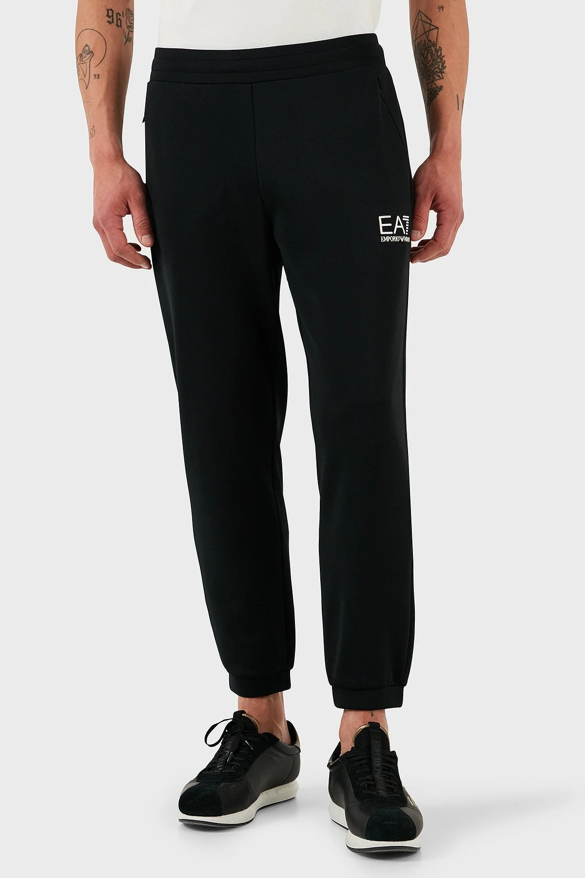 EA7 Logolu Modal Karışımlı Regular Fit Normal Bel Lastikli Paça Jogger Erkek Pantolon 7M000306 AF13740 UC001 SİYAH - 3