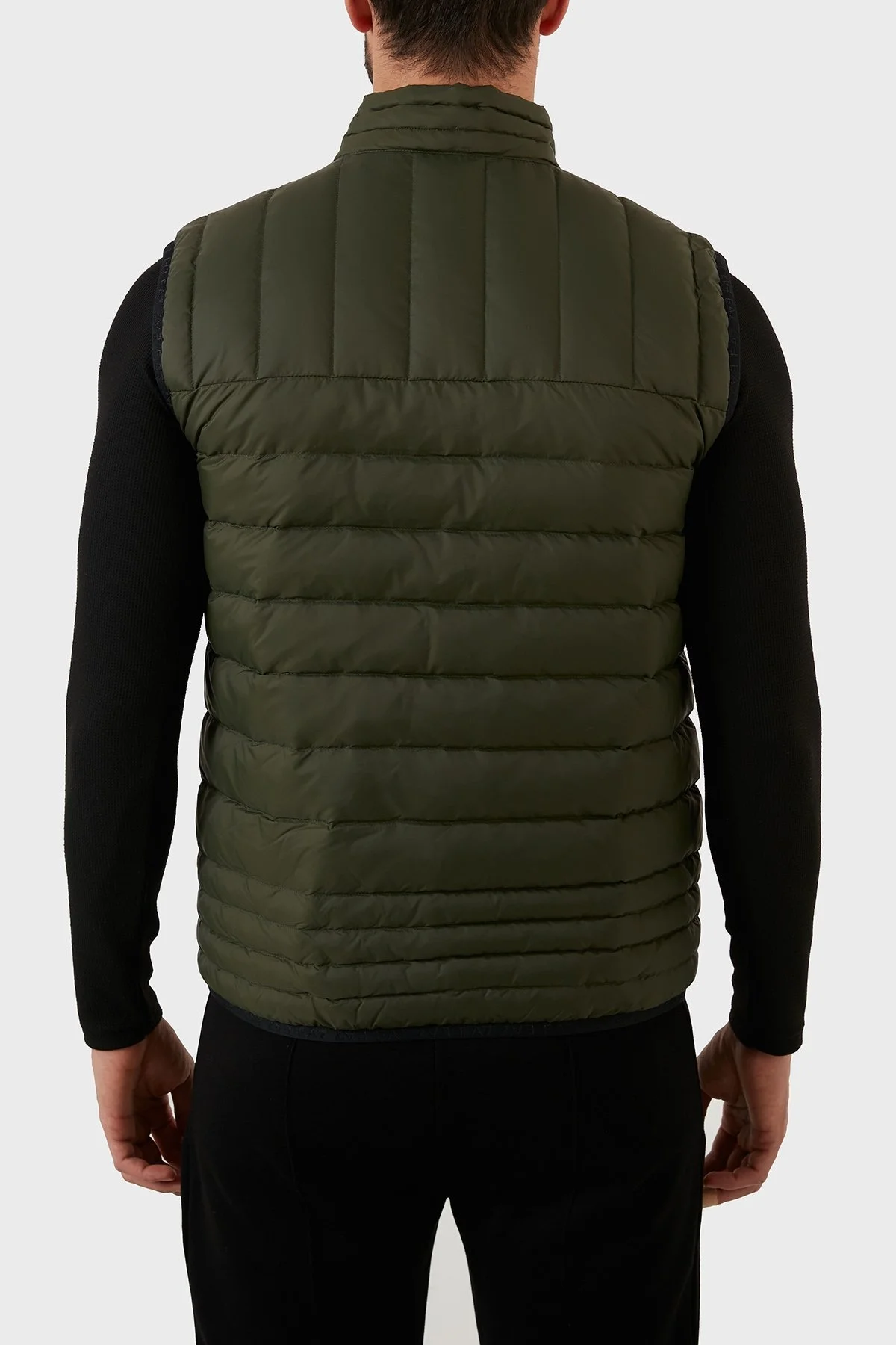 EA7 Logolu Ördek Tüyü Dolgulu Dik Yaka Regular Fit Şişme Erkek Yelek S 6KPQ02 PNR4Z 1852 HAKİ - 2