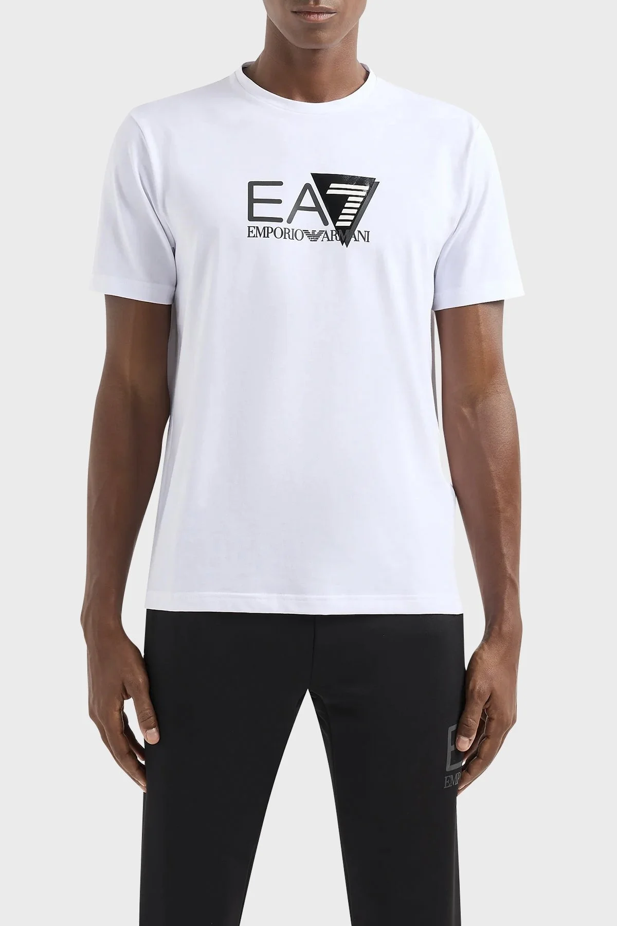 EA7 Logolu Pamuk Karışımlı Bisiklet Yaka Regular Fit Erkek T Shirt 3DPT36 PJULZ 1100 BEYAZ - 1