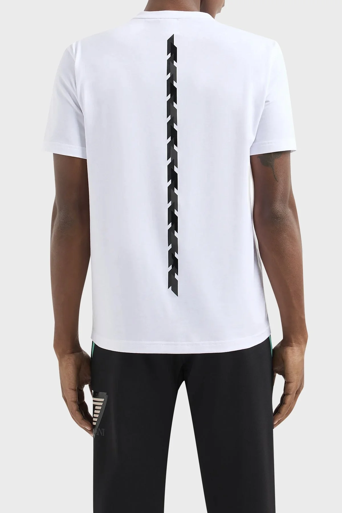 EA7 Logolu Pamuk Karışımlı Bisiklet Yaka Regular Fit Erkek T Shirt 3DPT36 PJULZ 1100 BEYAZ - 2