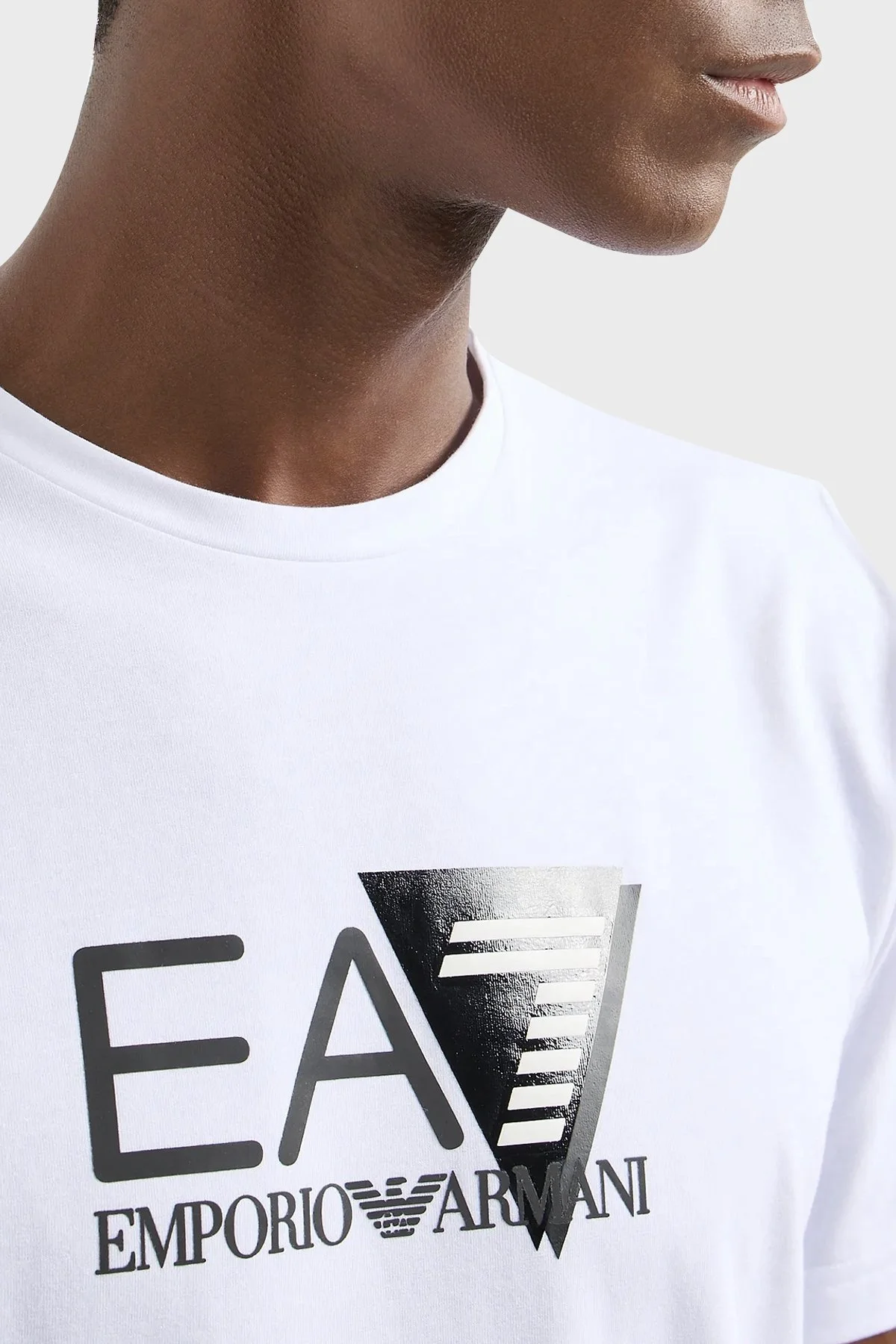 EA7 Logolu Pamuk Karışımlı Bisiklet Yaka Regular Fit Erkek T Shirt 3DPT36 PJULZ 1100 BEYAZ - 3