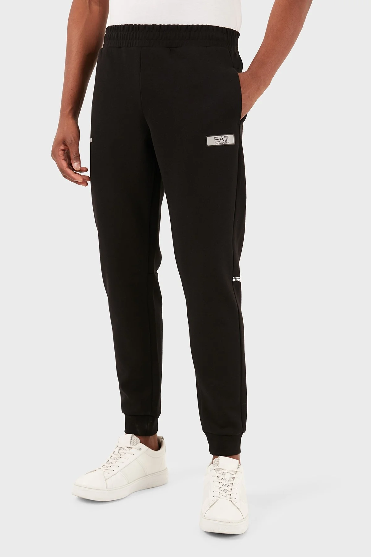 EA7 Logolu Pamuk Karışımlı Kapüşonlu Fermuarlı Cepli Erkek Eşofman Takımı 3DPV61 PJUWZ 1200 SİYAH - 7