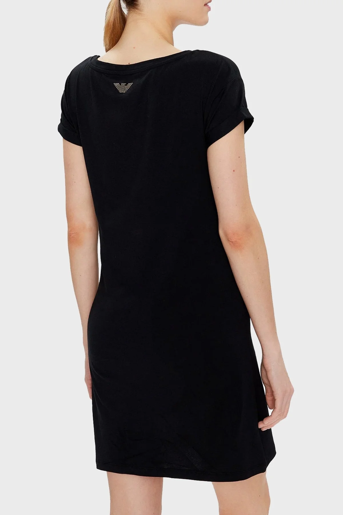 EA7 Logolu Pamuk Karışımlı Regular Fit Mini Bayan Elbise 3RTA55 TJDQZ 1200 SİYAH - 3