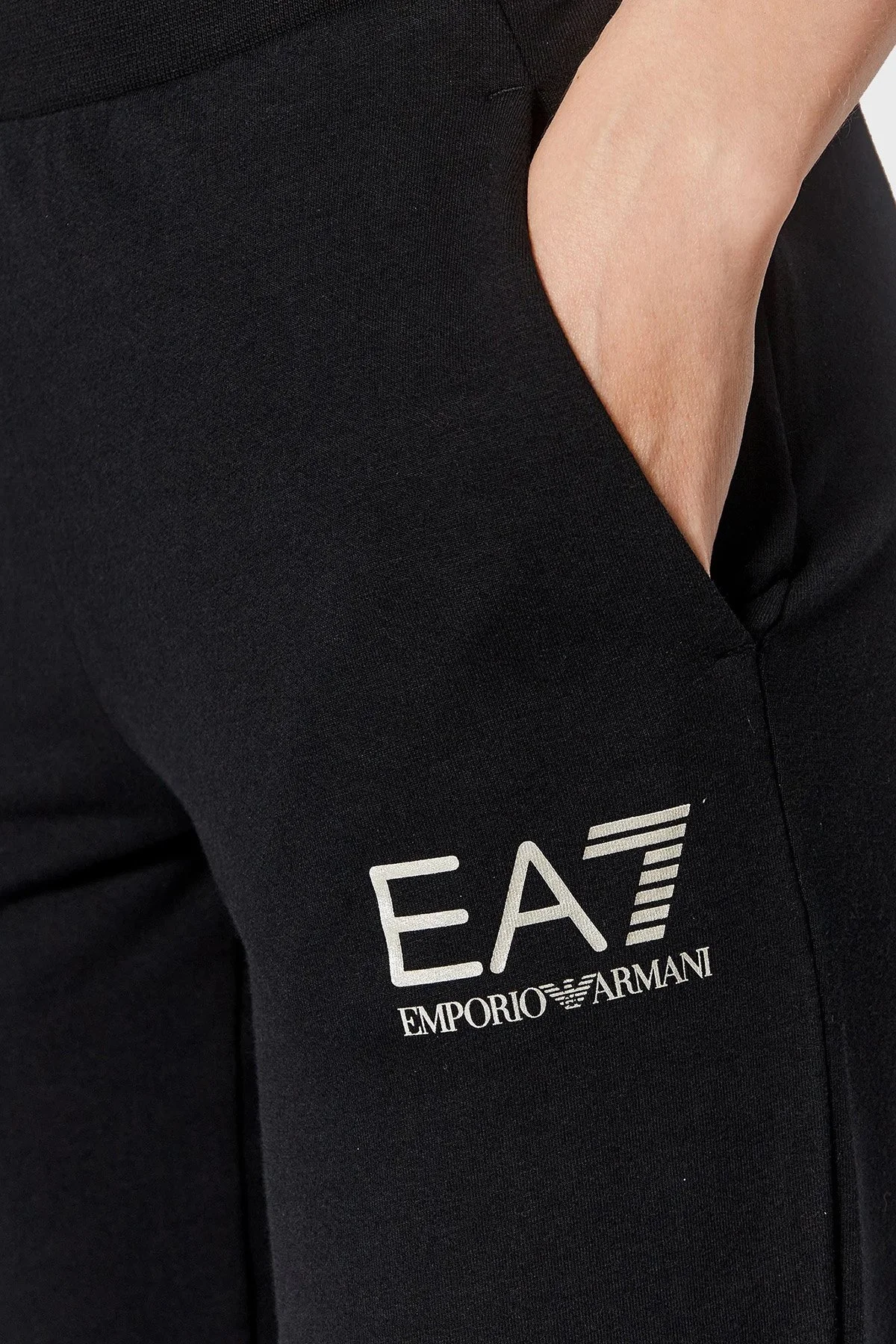 EA7 Logolu Pamuklu Bisiklet Yaka Cepli Regular Fit Bayan Eşofman Takımı 6LTV57 TJCQZ 0200 SİYAH - 7