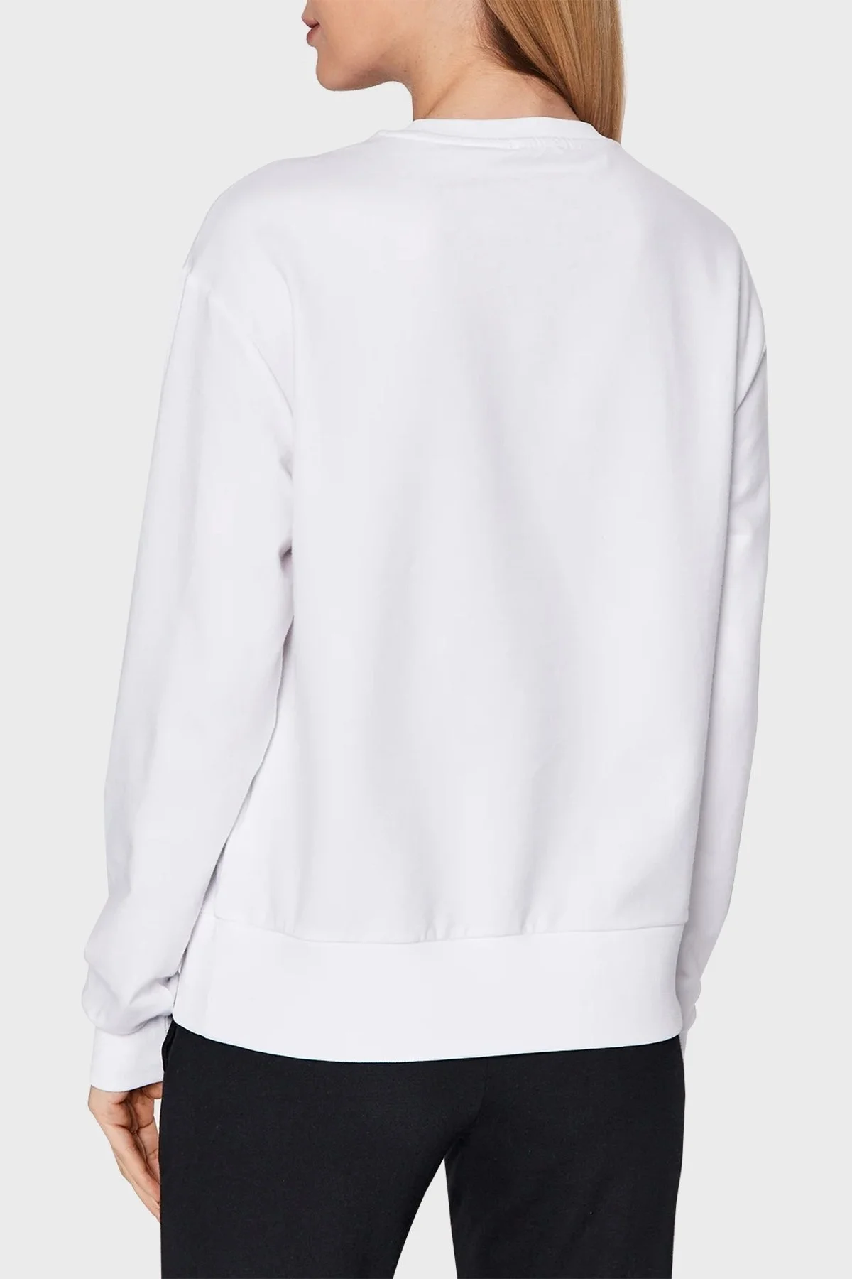 EA7 Logolu Pamuklu Bisiklet Yaka Cepli Regular Fit Bayan Eşofman Takımı 6LTV57 TJCQZ 22BA SİYAH-BEYAZ - 3