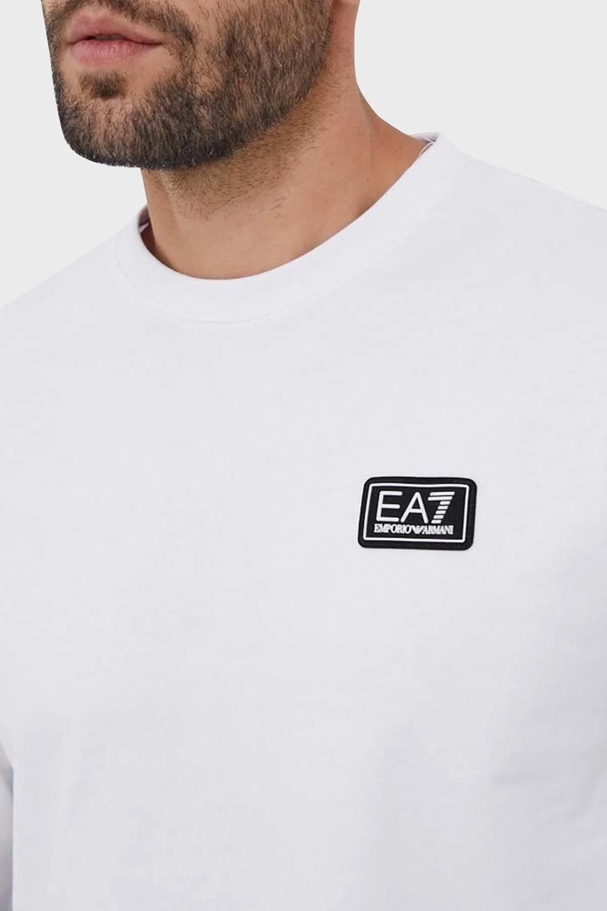 EA7 Logolu Pamuklu Bisiklet Yaka Erkek Sweat 6RPM12 PJ05Z 1100 BEYAZ - 2