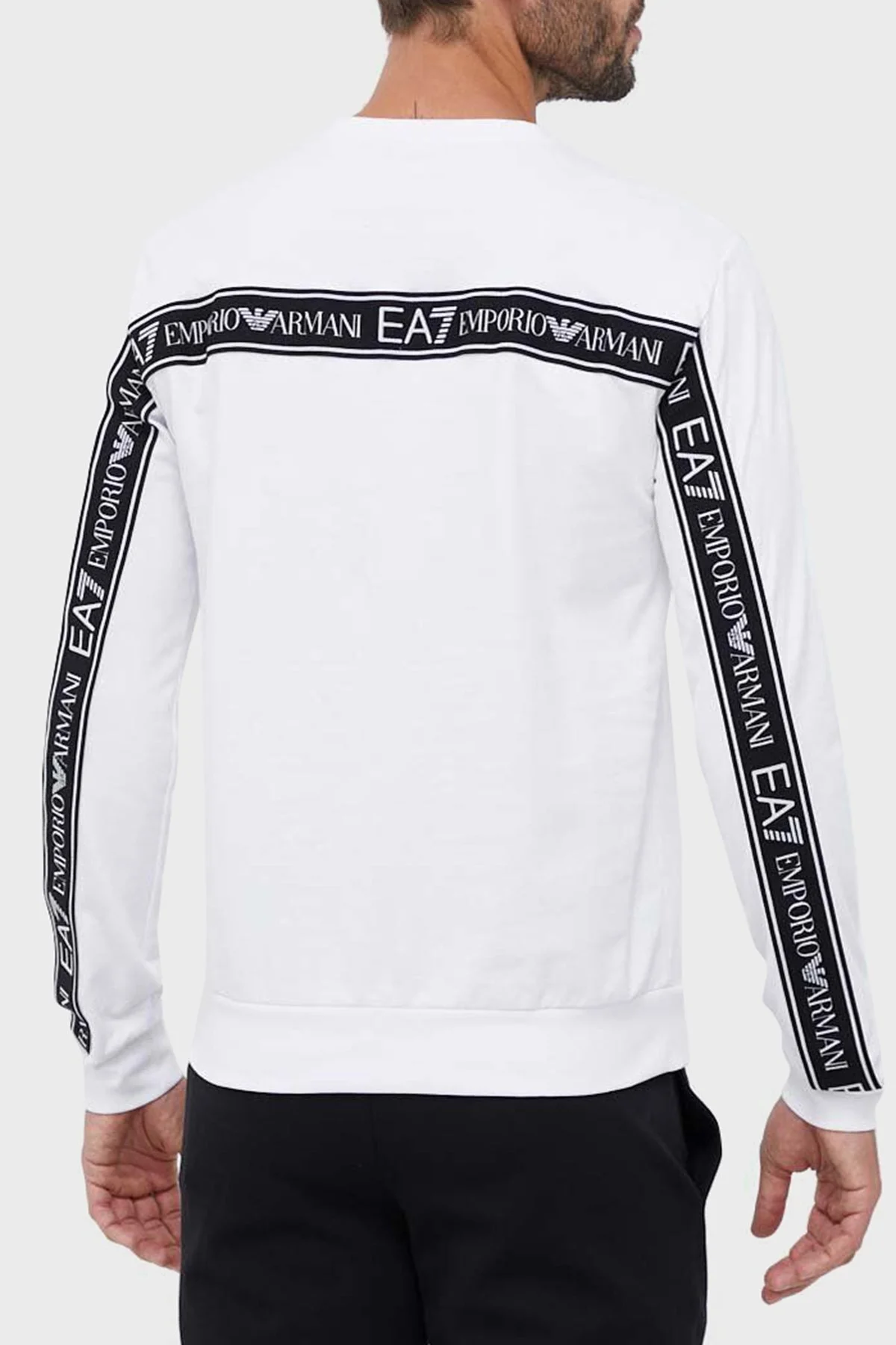 EA7 Logolu Pamuklu Bisiklet Yaka Erkek Sweat 6RPM12 PJ05Z 1100 BEYAZ - 3