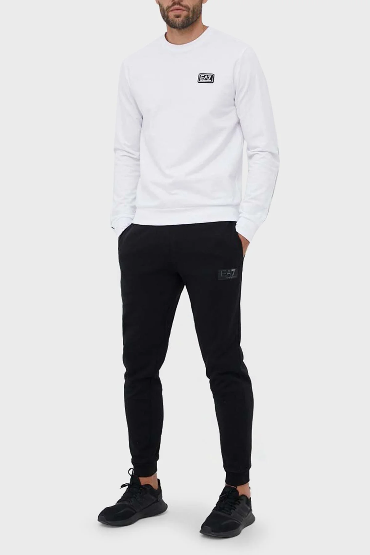 EA7 Logolu Pamuklu Bisiklet Yaka Erkek Sweat 6RPM12 PJ05Z 1100 BEYAZ - 4