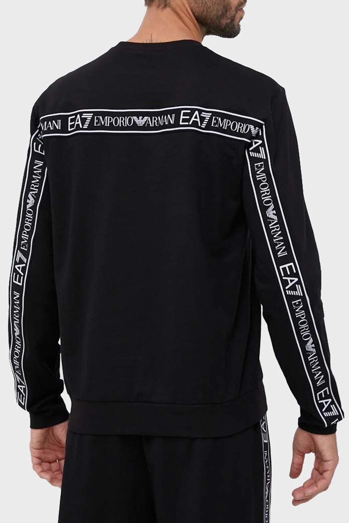 EA7 Logolu Pamuklu Bisiklet Yaka Erkek Sweat 6RPM12 PJ05Z 1200 SİYAH - 2