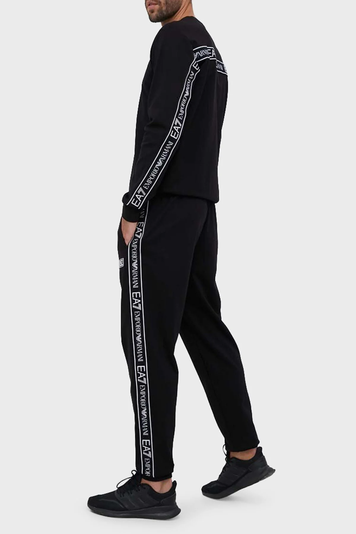 EA7 Logolu Pamuklu Bisiklet Yaka Erkek Sweat 6RPM12 PJ05Z 1200 SİYAH - 3