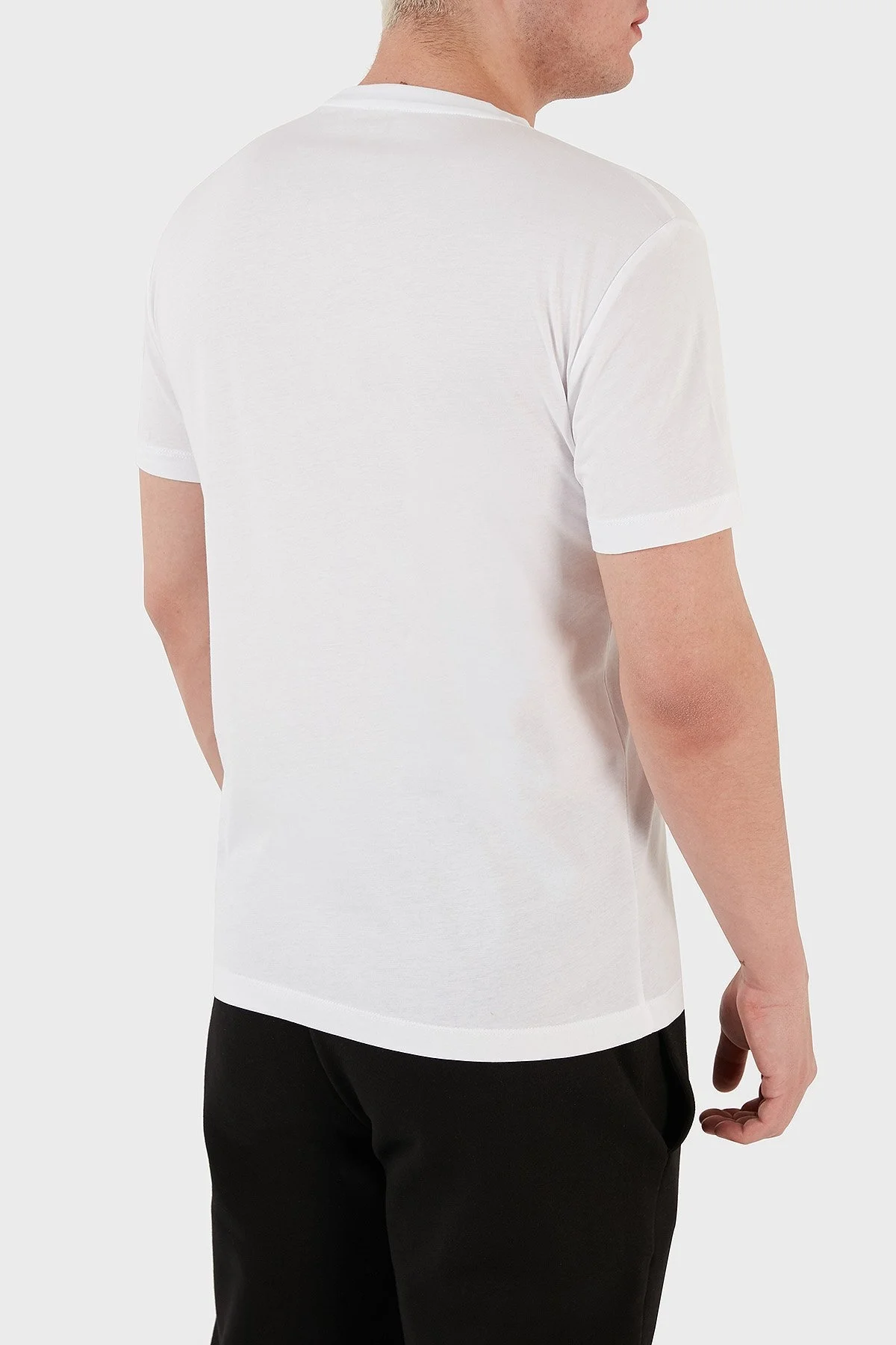 EA7 Logolu Pamuklu Bisiklet Yaka Regular Fit Erkek T Shirt 6LPT11 PJM9Z 1100 BEYAZ - 5