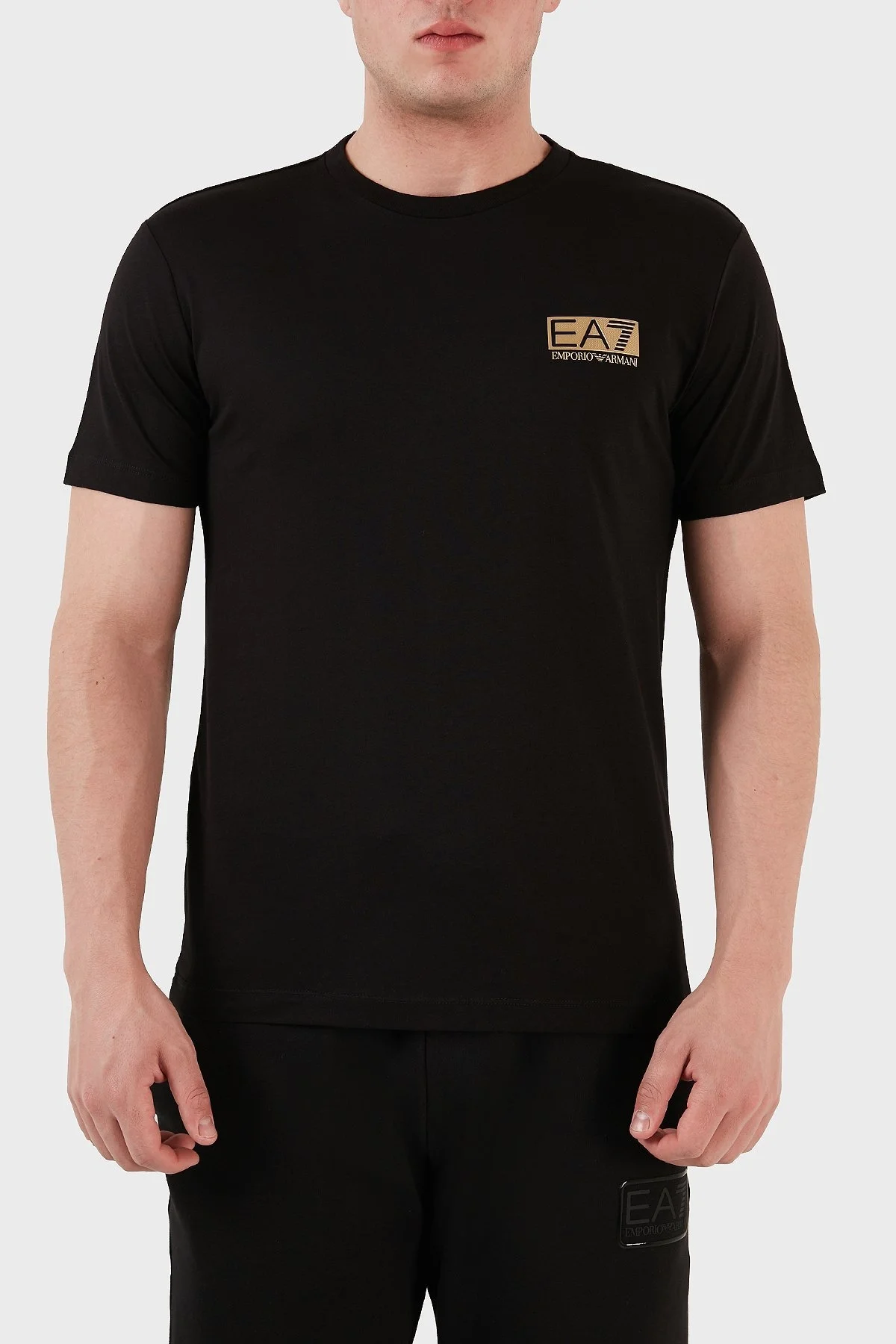 EA7 Logolu Pamuklu Bisiklet Yaka Regular Fit Erkek T Shirt 6LPT11 PJM9Z 1200 SİYAH - 1